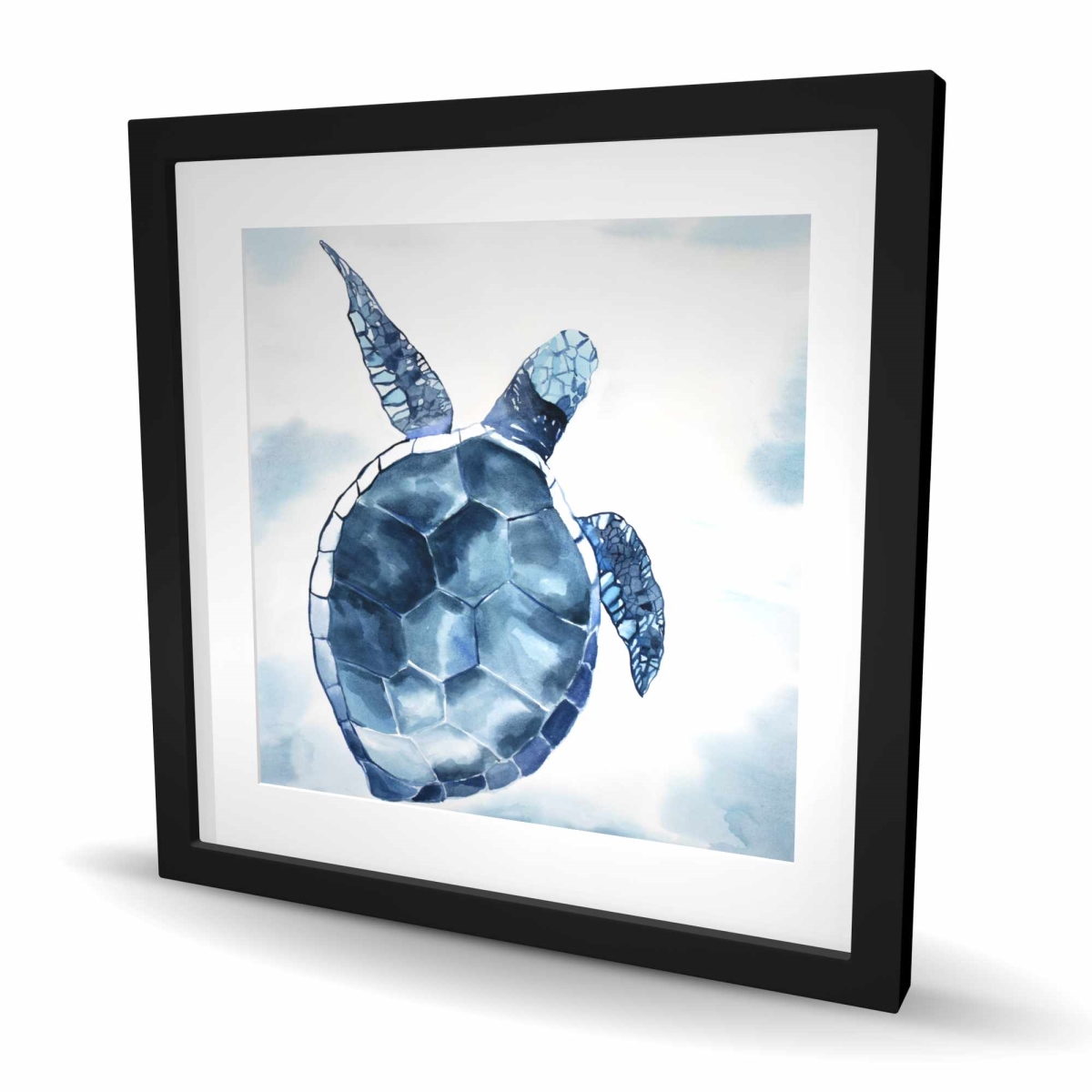 C1FM24242W6GSC 24 x 24 in. Blue Turtle Aquatic Animals Bathroom Print - Home Decor Art