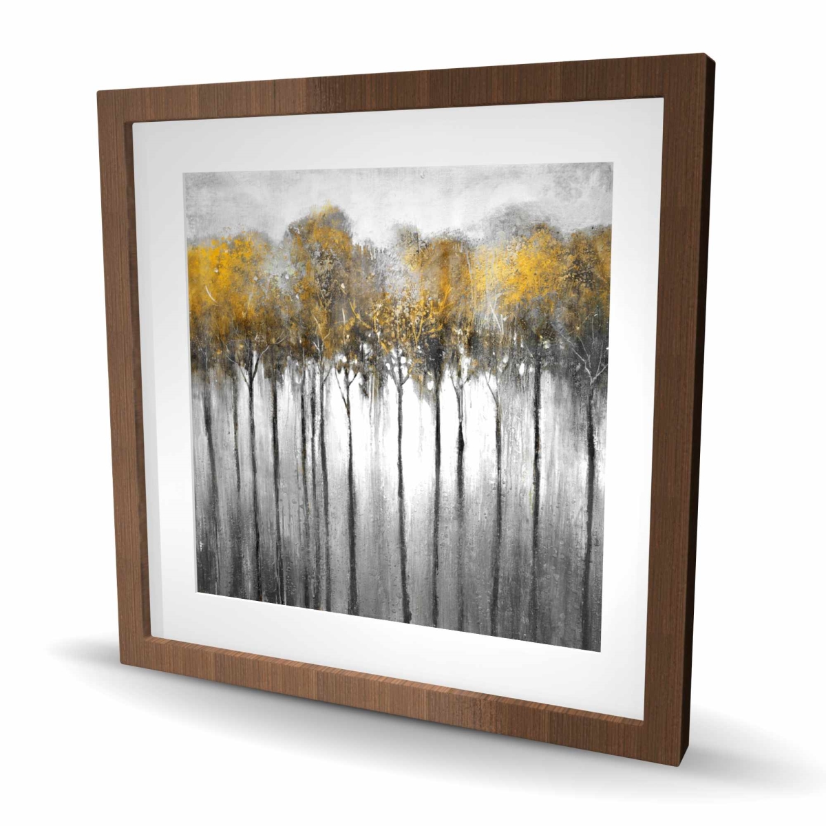 C1FM24243QT5AE 24 x 24 in. Abstract Yellow Forest - Framed Matted Print for Home Decor