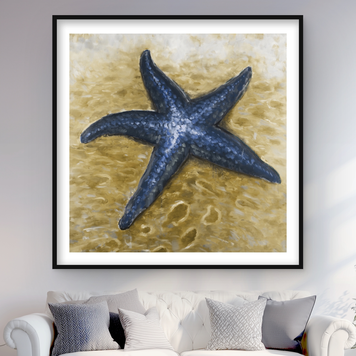 C1FM4848LNU5J4 48 x 48 in. Beautiful Starfish - Beige Coastal Framed Matted Print Decor