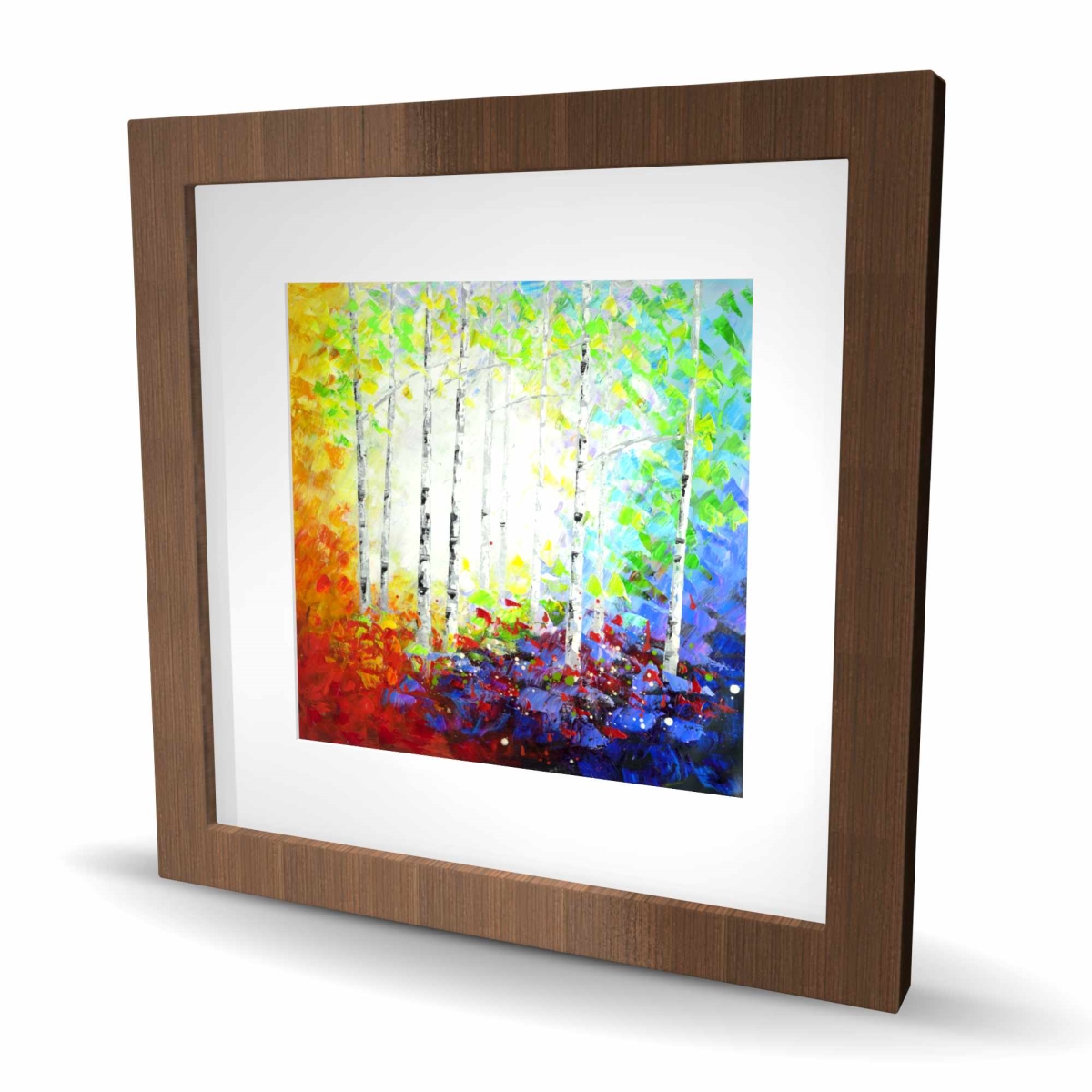 C1FM1616MCZFVZ 16 x 16 in. Colorful Forest - Green Landscapes Framed Matted Print Decor
