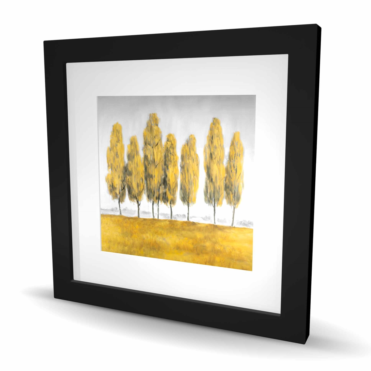 C1FM1616N1ZTAW 16 x 16 in. Abstract Yellow Trees - Framed Matted Print for Home Decor