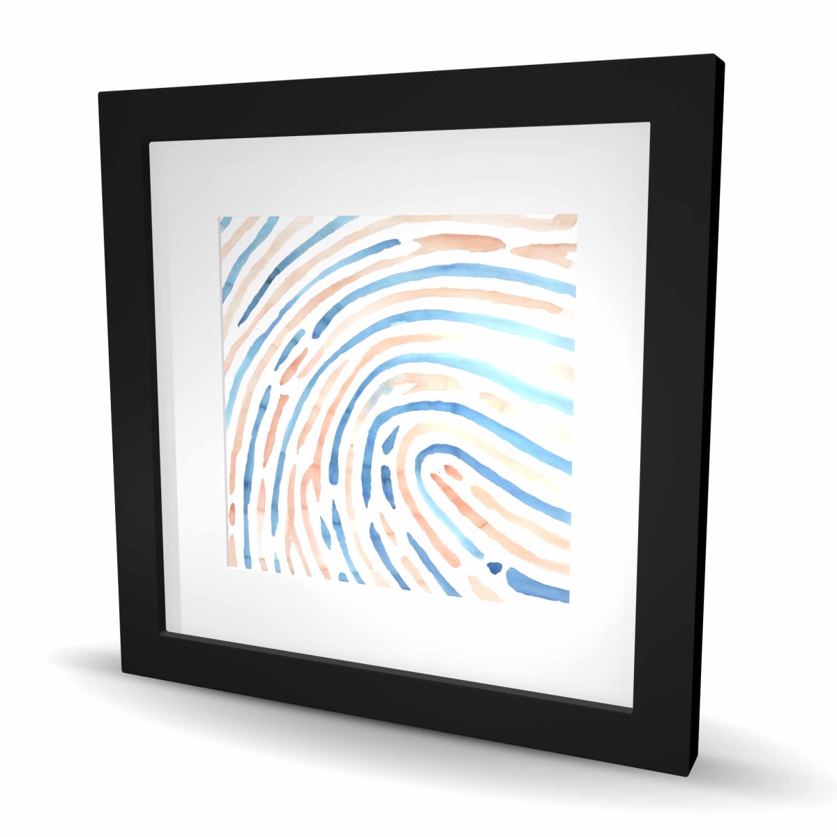 C1FM161616BG9L 16 x 16 in. Footprint - Blue Patterns Framed Matted Print for Home Decor
