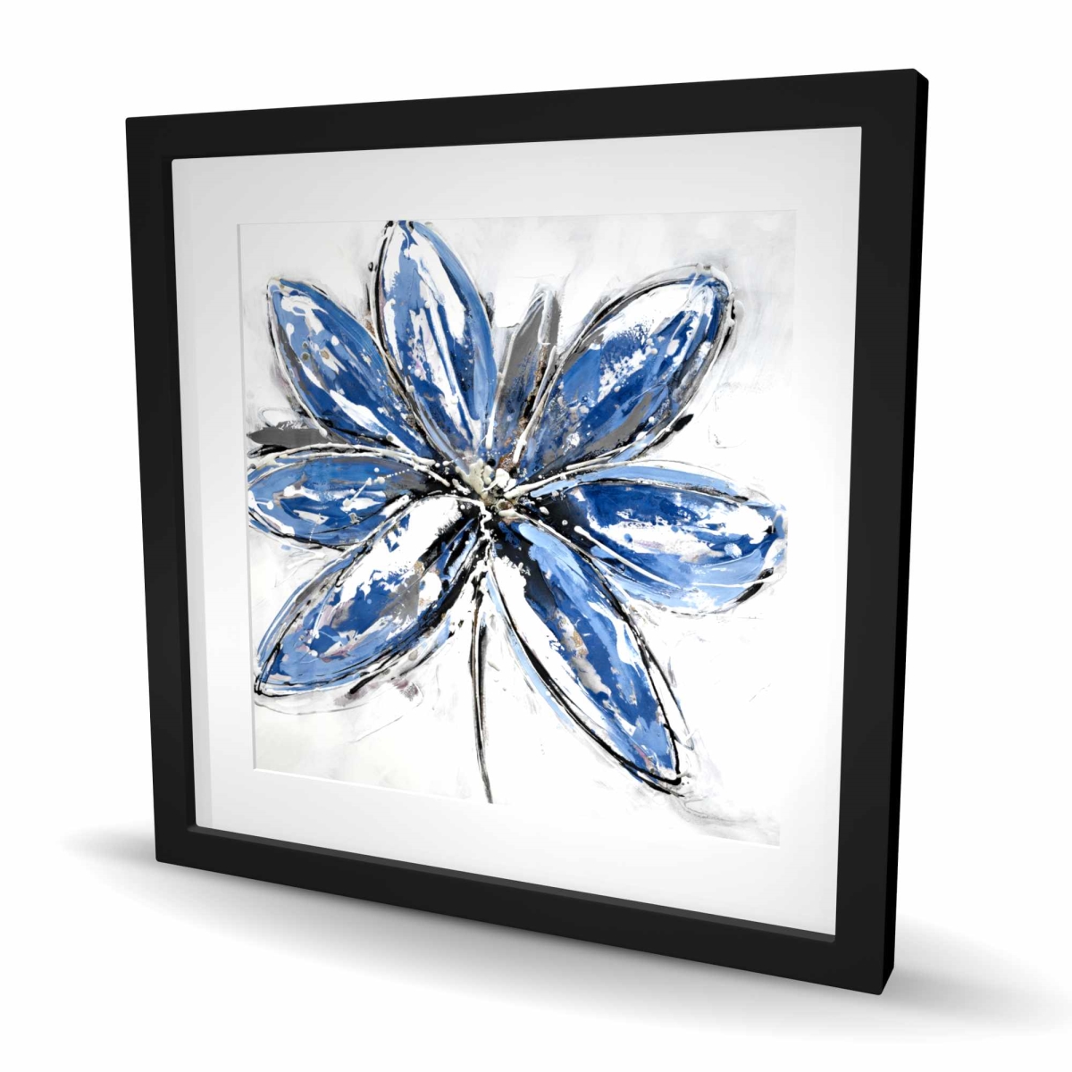 C1FM24241Q5PHZ 24 x 24 in. Blue Petal - Contemporary Botanical Framed Print for Decor