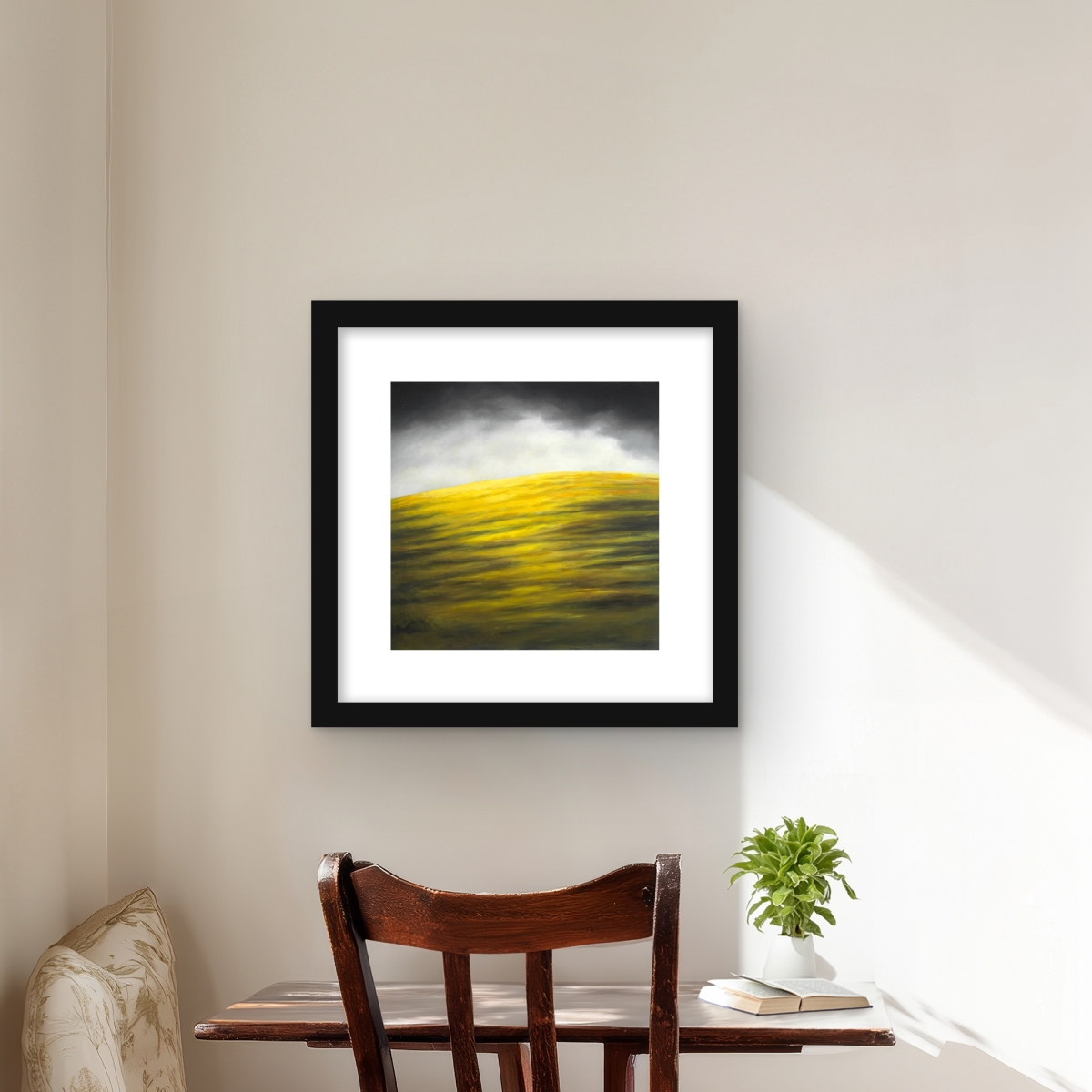 C1FM1616CFSY3J 16 x 16 in. Yellow Hill - Yellow Contemporary Framed Matted Print Decor