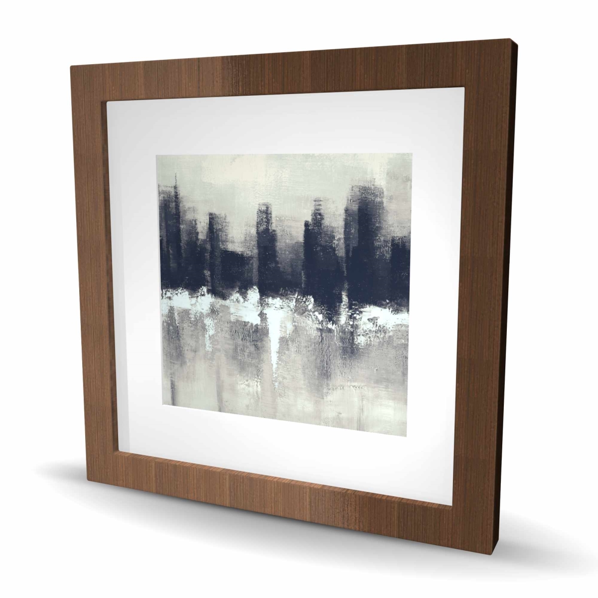 C1FM1616ENS8C3 16 x 16 in. Dark City - Industrial Blue Framed Matted Print - Home Decor