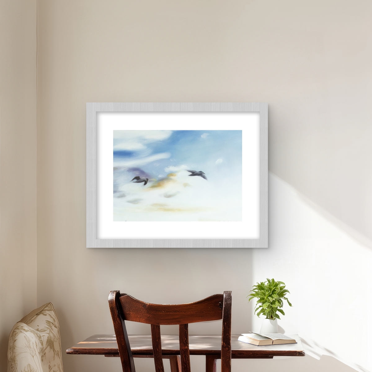 C1FM1620ZKCTAD 16 x 20 in. Birds in the Sky - Blue Framed Matted Print for Home Decor