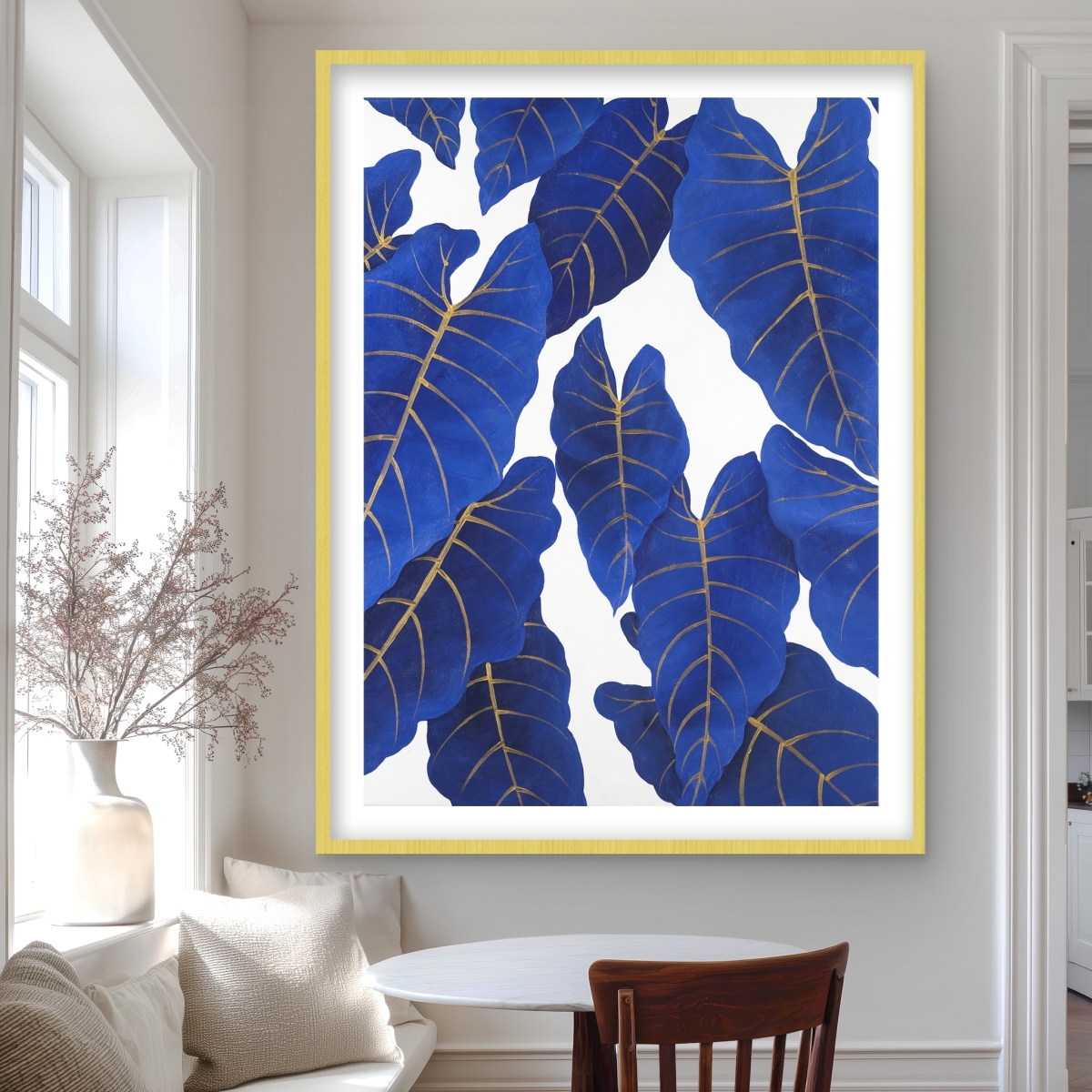 C1FM3648NEVU2Z 36 x 48 in. Tropical Abstract Blue Leaves - Exotic Classic Framed Print