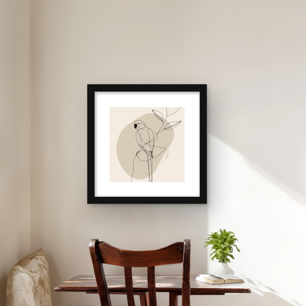 C1FM1616TOUGZ4 16 x 16 in. Lovebird Turquoise Framed Matted Print - Home Decor Art