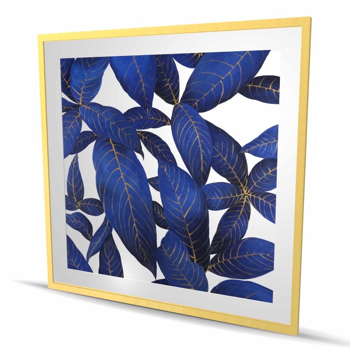 C1FM4848STQWK4 48 x 48 in. Abstract Modern Blue Leaves - Floral Botanical Print Decor