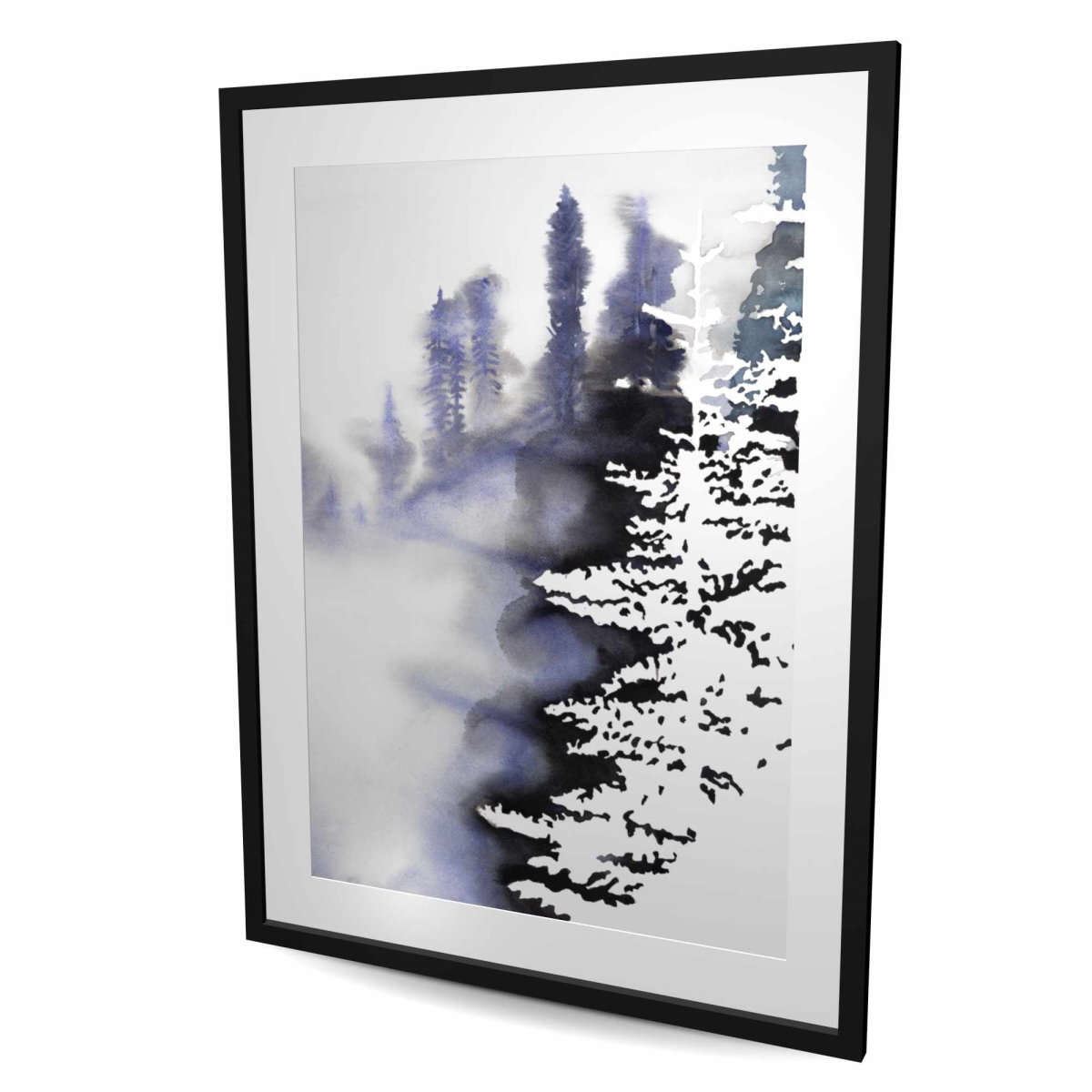 C1FM3648NTK4T7 36 x 48 in. Silhouette of A Forest - Livingroom Holidays Framed Print