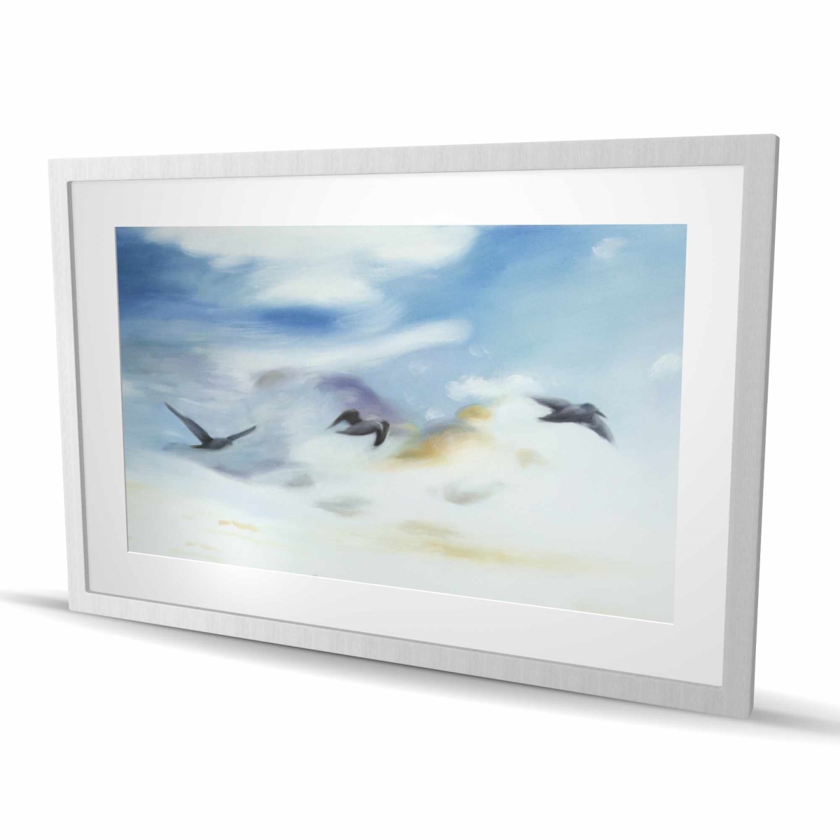C1FM2436K0EZKI 24 x 36 in. Birds in the Sky - Exotic Blue Framed Matted Print Decor