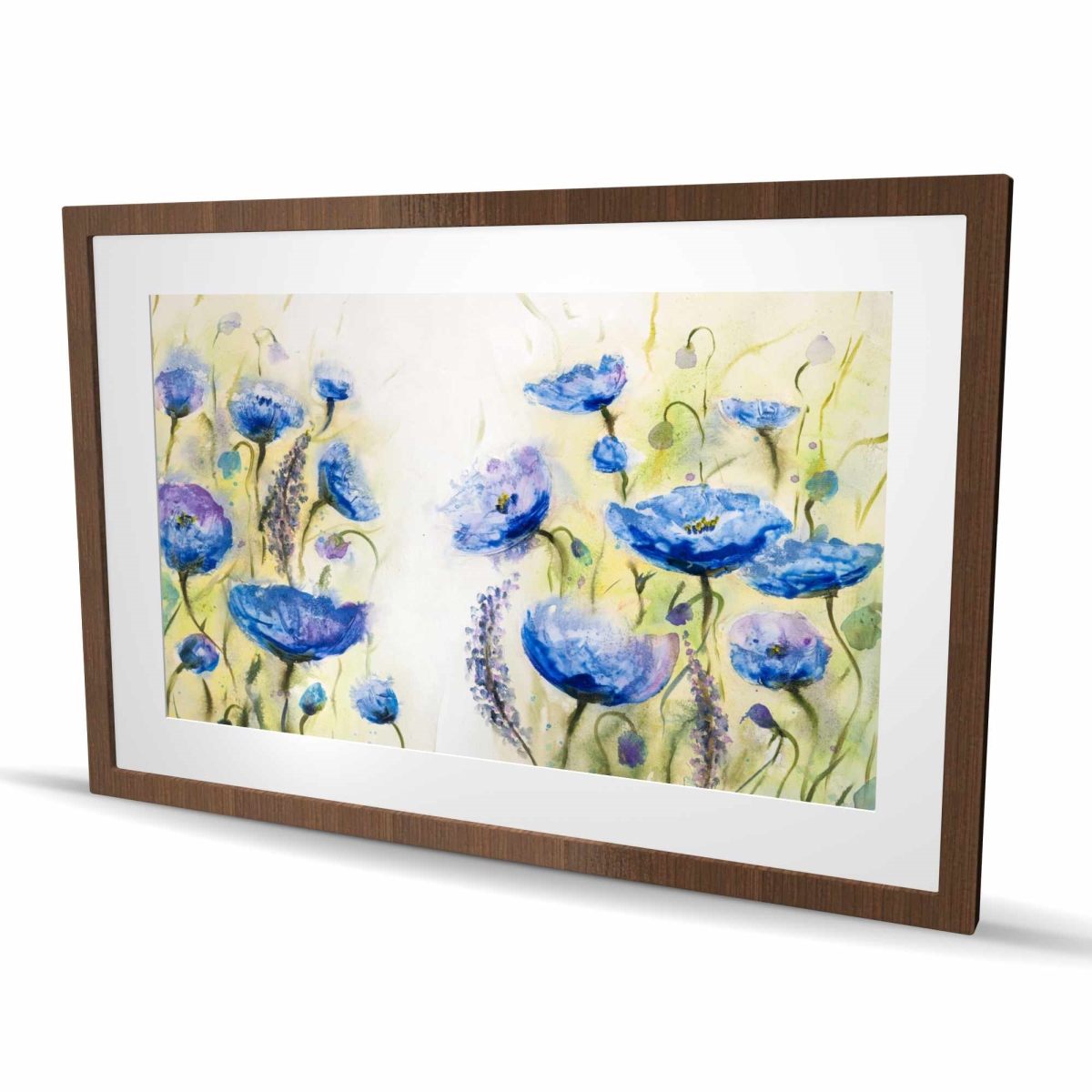 C1FM2436AWYFHW 24 x 36 in. Blue Garden - Blue Floral Botanical Framed Print for Decor