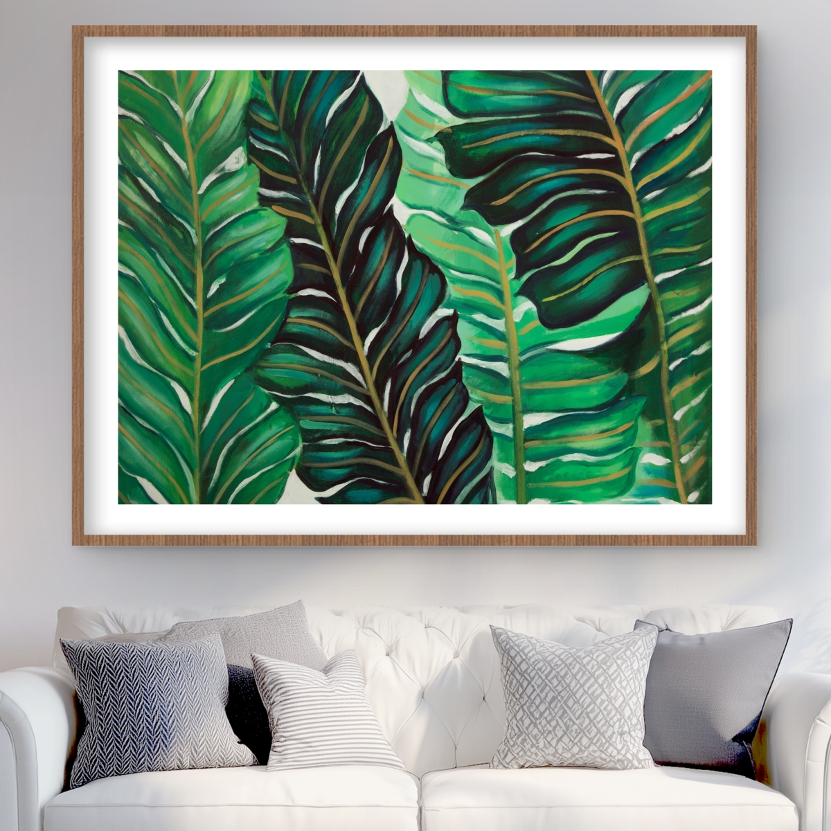 C1FM36482WIL91 36 x 48 in. Several Exotic Plant Leaves - Framed Matted Print for Decor
