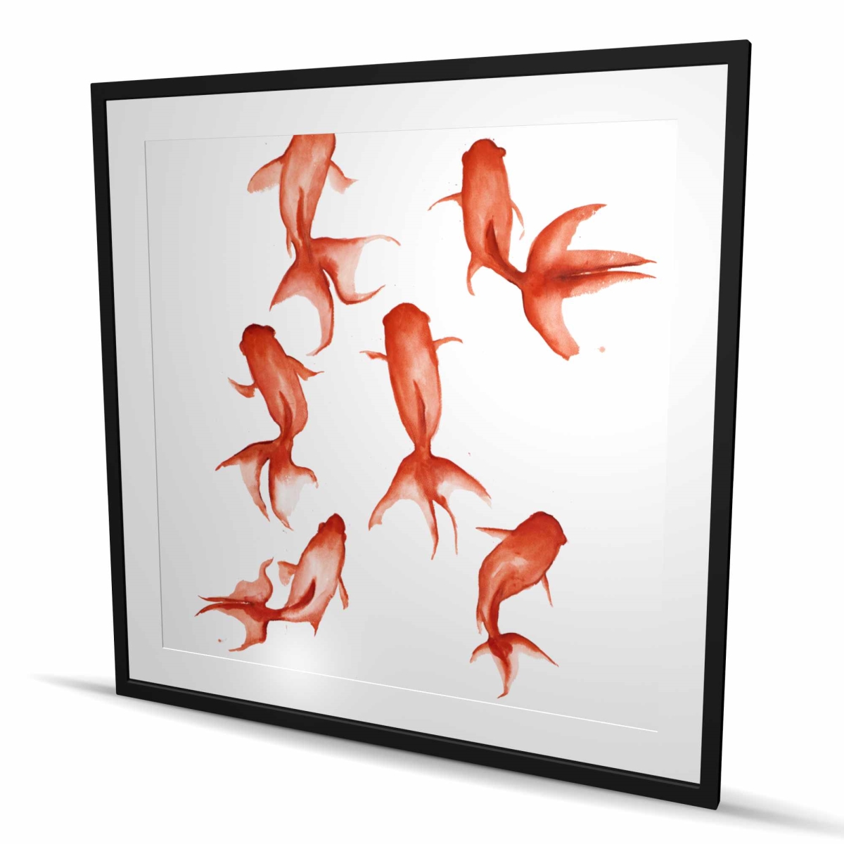 C1FM4848BM9268 48 x 48 in. Small Red Fishes - Coastal Living Room Framed Print Decor