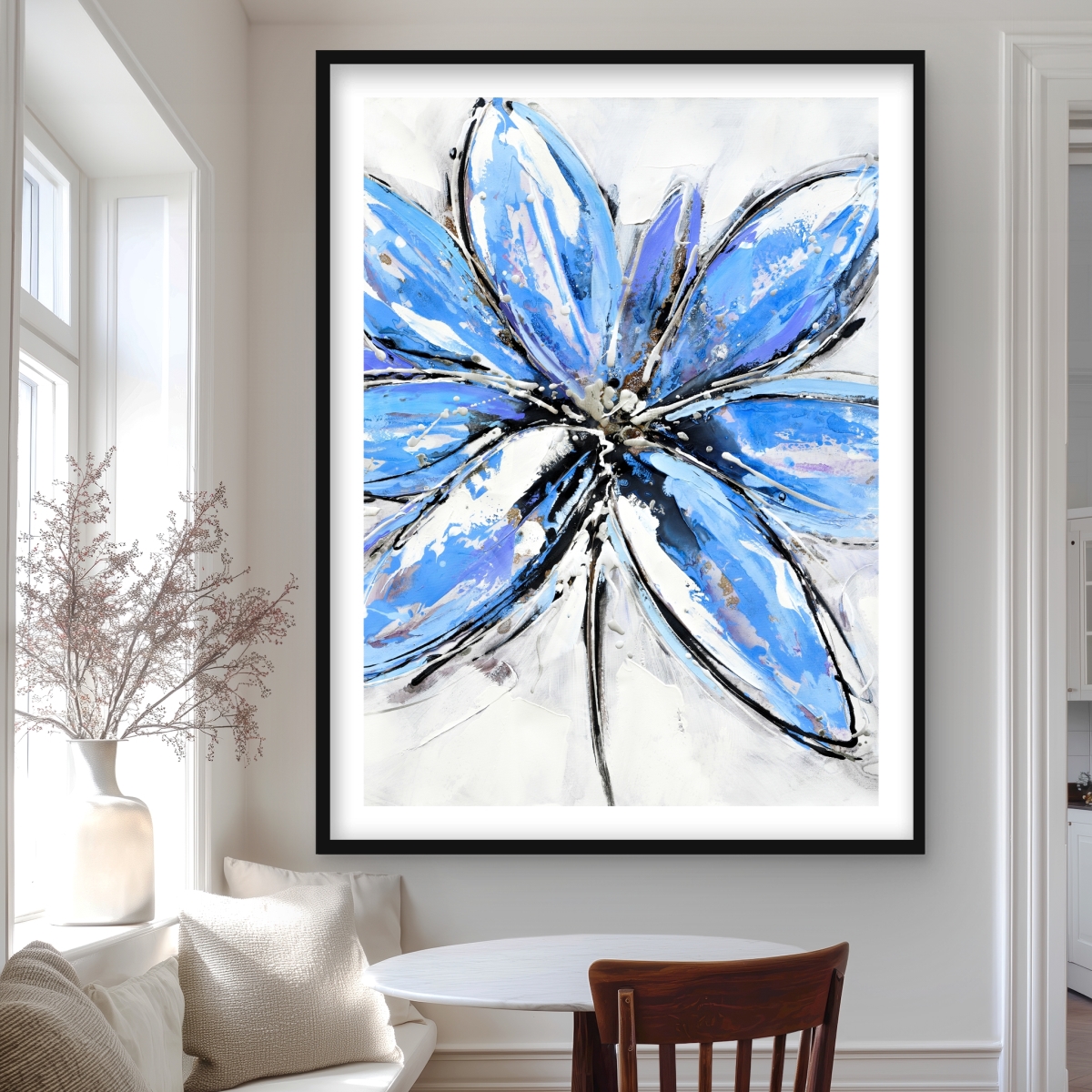 C1FM36482GX1PK 36 x 48 in. Blue Flower - Framed Matted Botanical Print for Home Decor