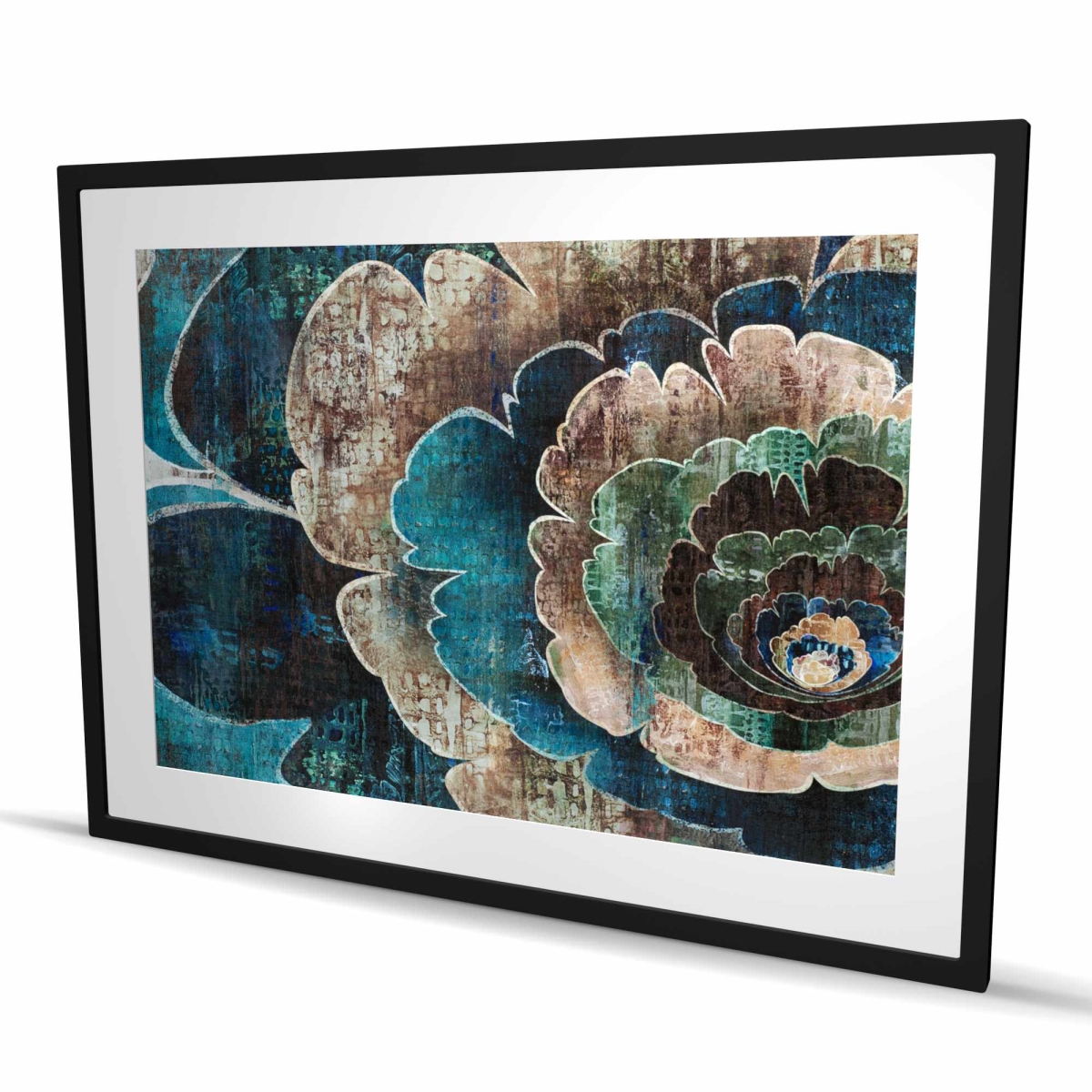 C1FM3648ALUH34 36 x 48 in. Blue Flower Montage - Framed Floral Print for Home Decor