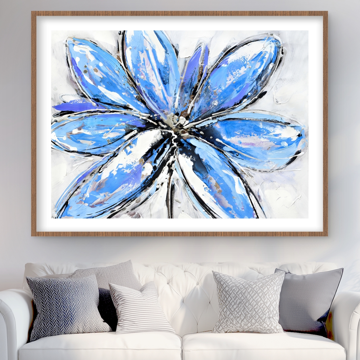 C1FM36487Z68YX 36 x 48 in. Blue Flower Botanical Framed Print - Home Decor Accent
