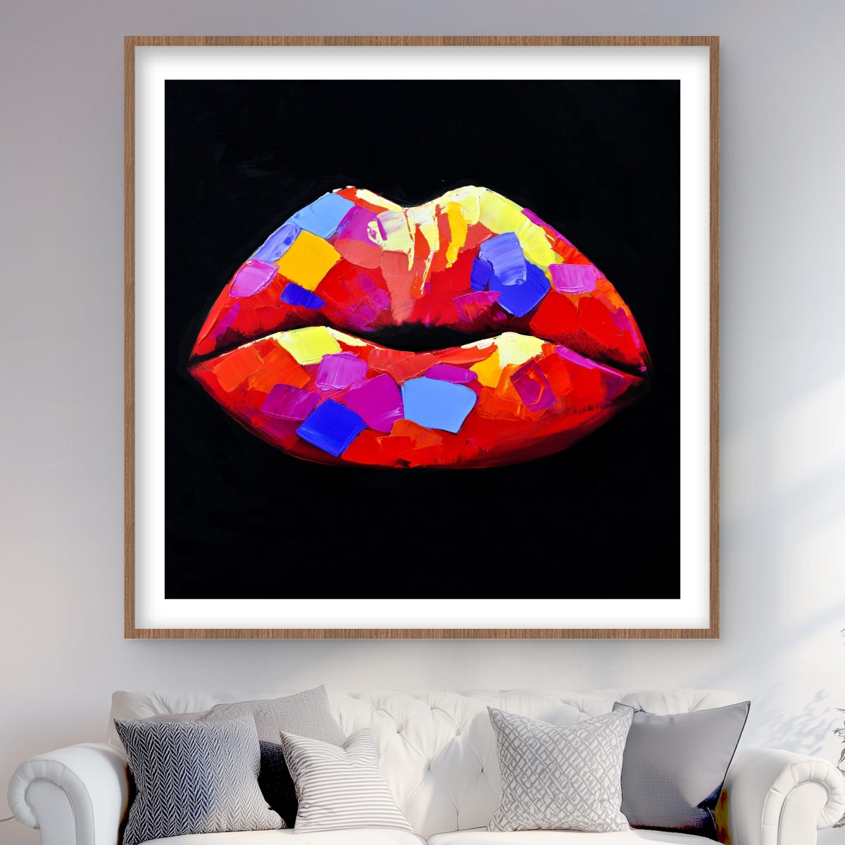 C1FM4848ZKLU93 48 x 48 in. Colorful Lipstick - Red Framed Matted Print for Home Decor