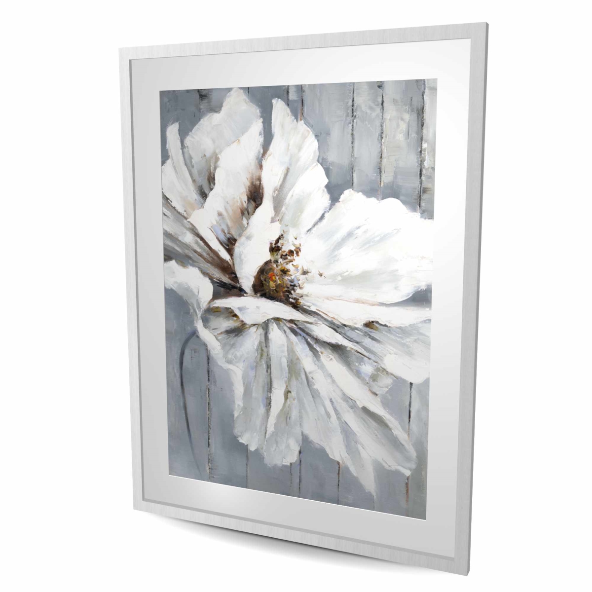 C1FM3648CJTY2Y 36 x 48 in. Flower on Wood - Gray Livingroom Framed Matted Print Decor