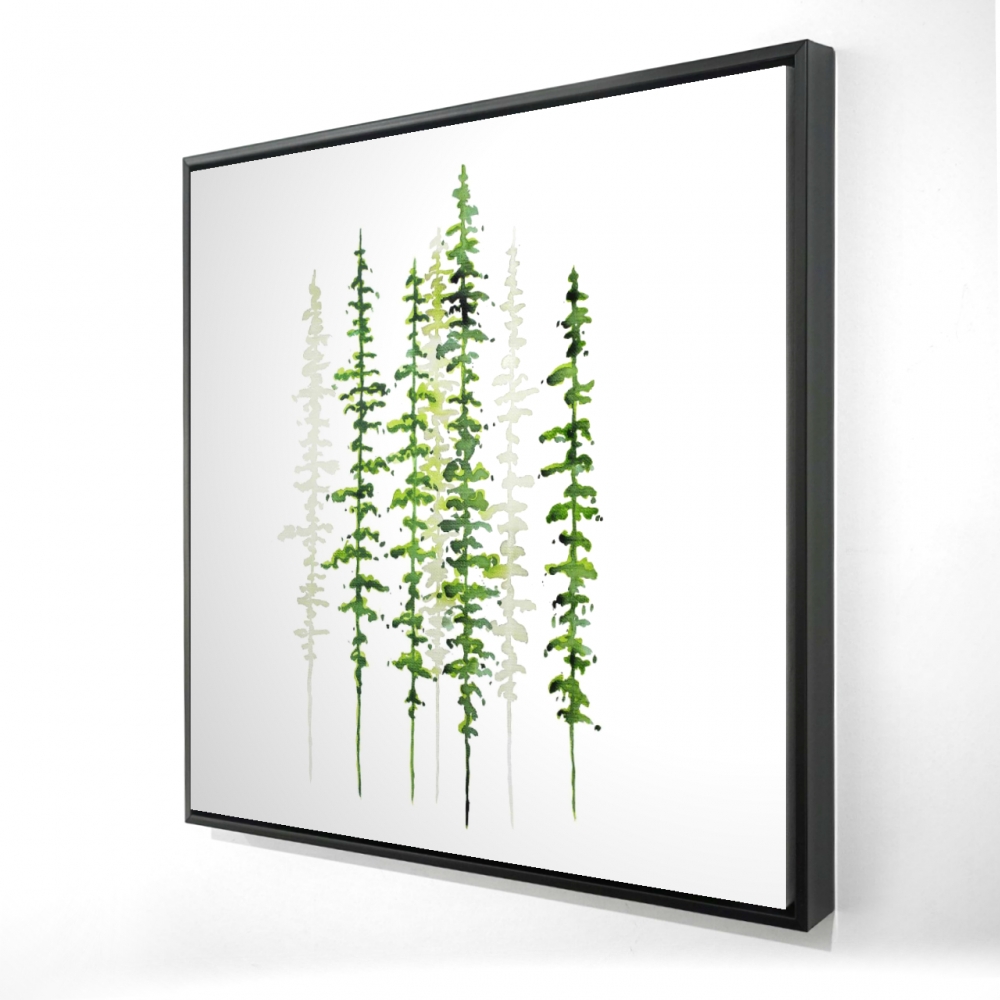 2081-2424-LA142 24 x 24 in. Minimalist Green Trees Framed Canvas - Home Decor Wall Art