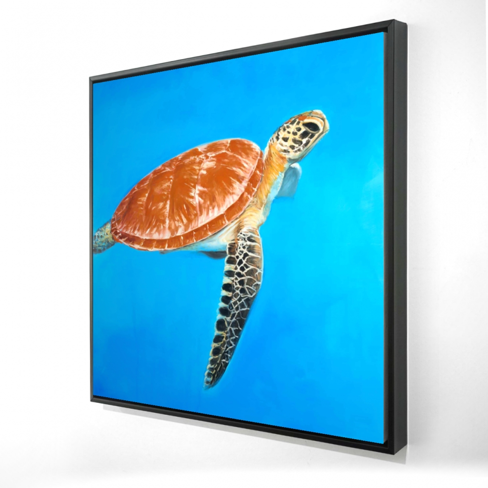 2081-2424-AN275 24 x 24 in. Green Aquatic Turtle Framed Canvas - Exotic Bedroom Decor