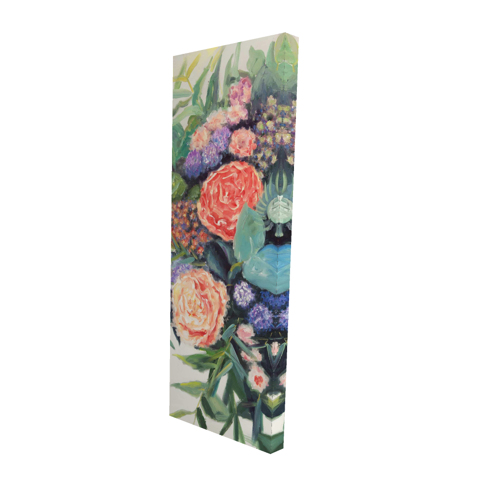2080-4816-FL348 16 x 48 in. Flowers Melody Green Floral Botanical Leaves Canvas Decor
