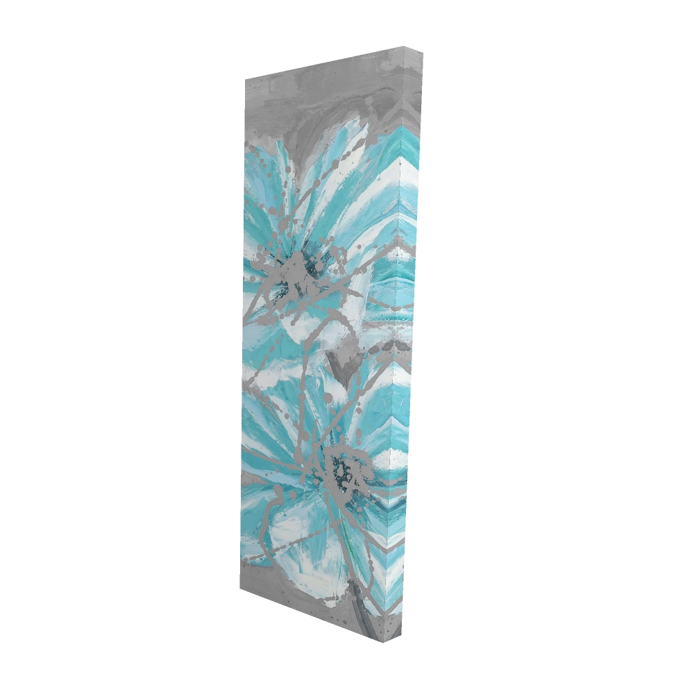 2080-4816-FL151 16 x 48 in. Two Little Abstract Blue Flowers Canvas - Floral Home Decor