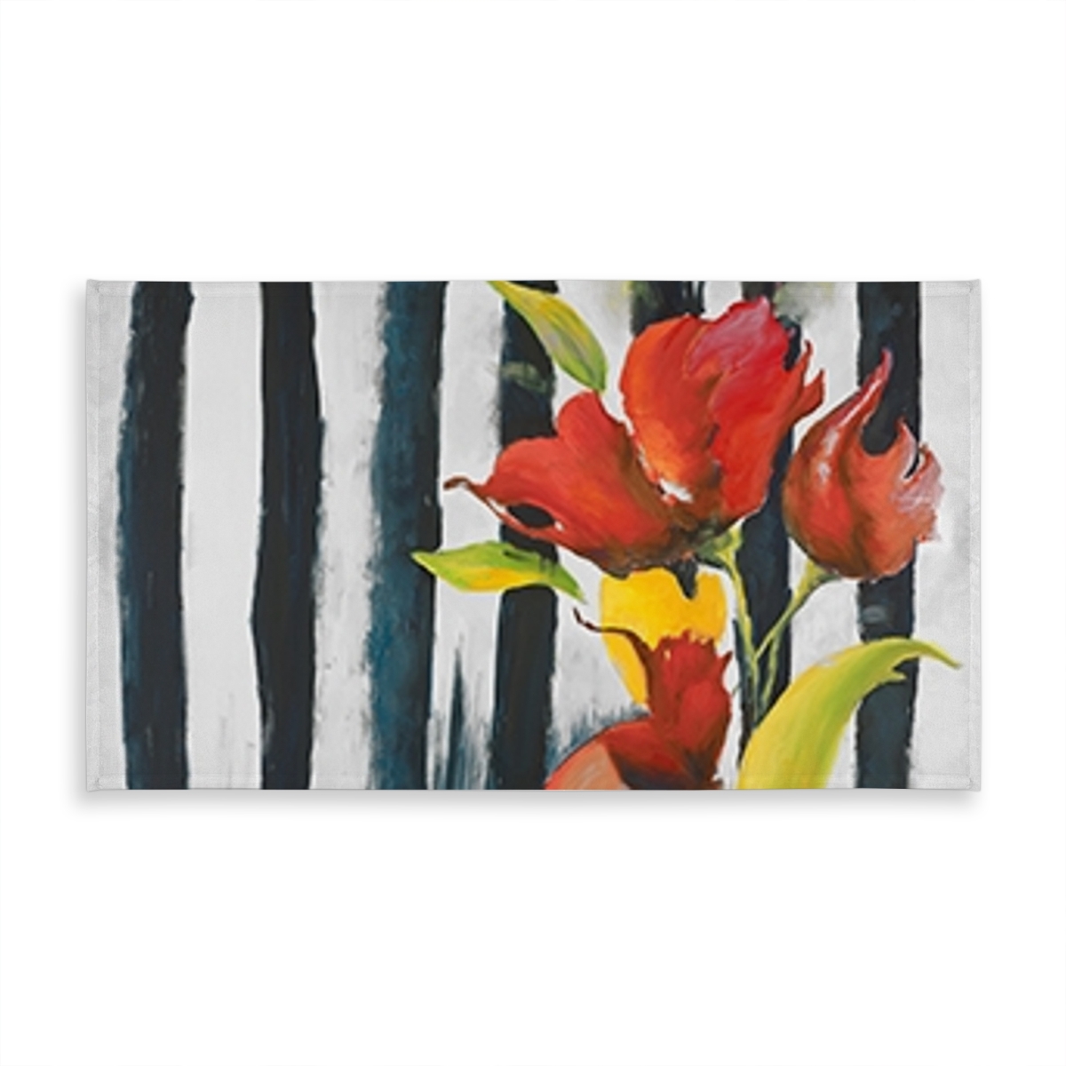 Picture of Begin Home Decor C1TCLRGETN6BSE 58 x 102 in. Contemporary White Tablecloth - Flowers on Stripes Decor