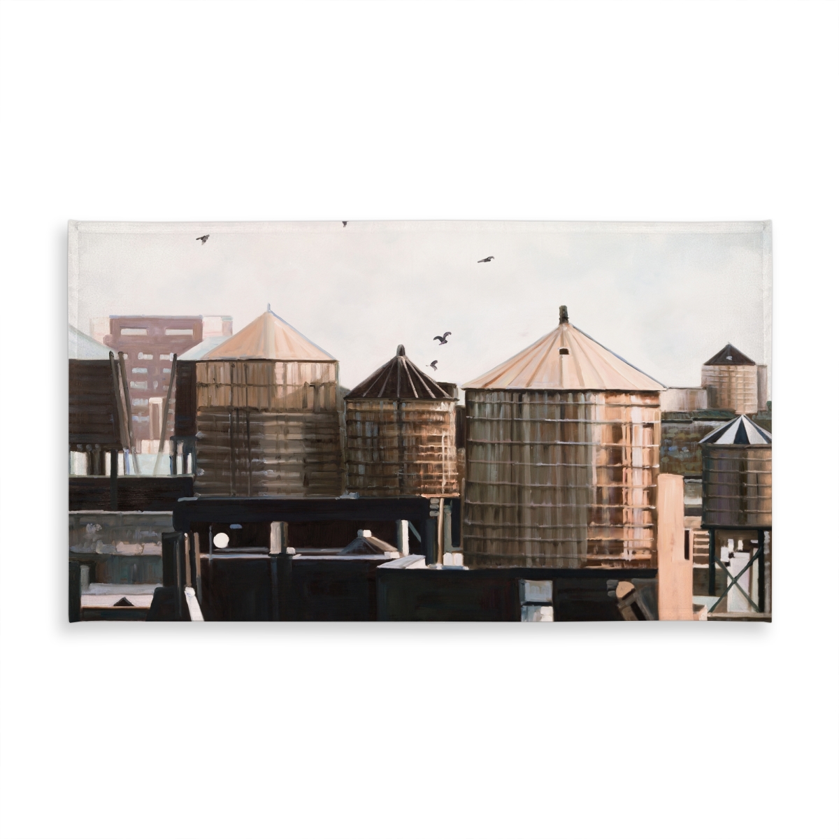Picture of Begin Home Decor C1TCLRGEWZ0LM6 58 x 102 in. Building Blue Water Towers Tablecloth - Indoor & Outdoor Decor