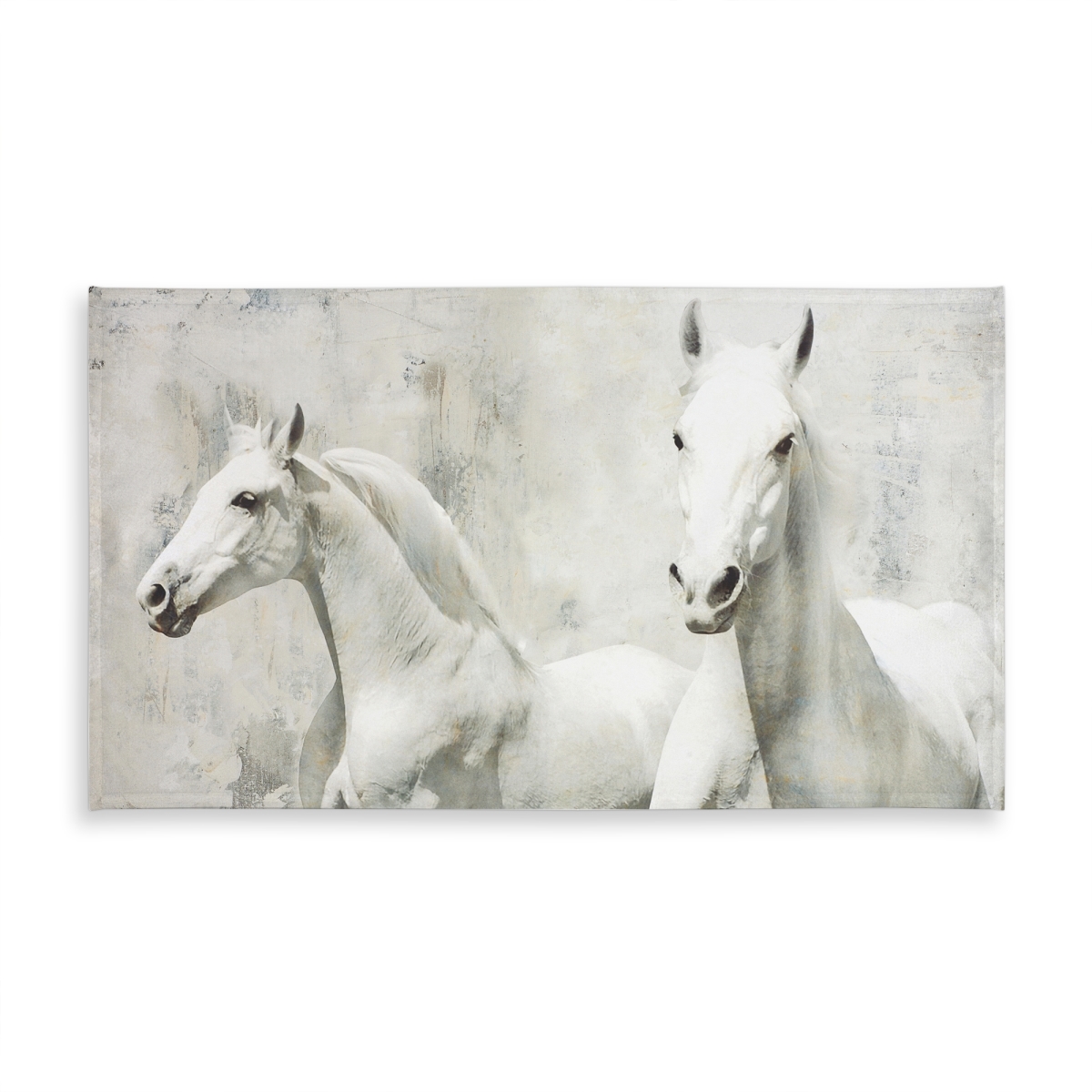 Picture of Begin Home Decor C1TCLRGETCM3N8 58 x 102 in. Two White Horses Tablecloth - Farm Animal Home Decor