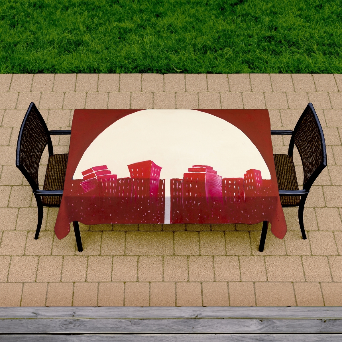 Picture of Begin Home Decor C1TCLRGEW3BBE5 58 x 102 in. Red City Under Umbrella Tablecloth - Indoor & Outdoor Decor