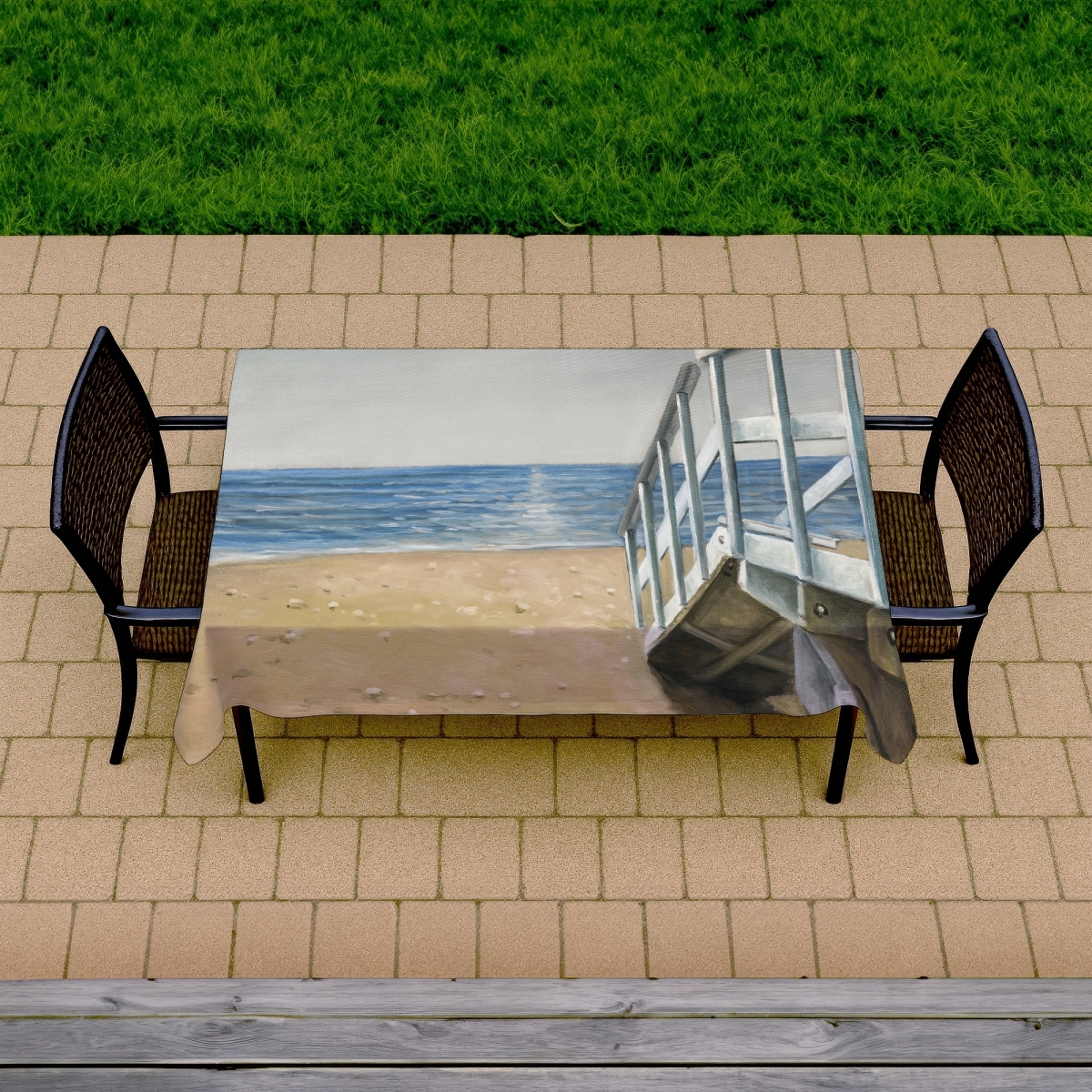 Picture of Begin Home Decor C1TCLRGEW6DTOK 58 x 102 in. Seaside Landscape Tablecloth - Coastal Bedroom Decor