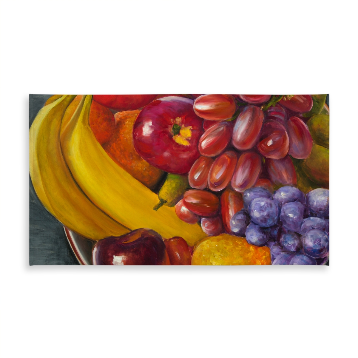 Picture of Begin Home Decor C1TCLRGEY2ND0T 58 x 102 in. Hyperrealist Gray Tablecloth - Bowl of Fruits Design for Home Decor