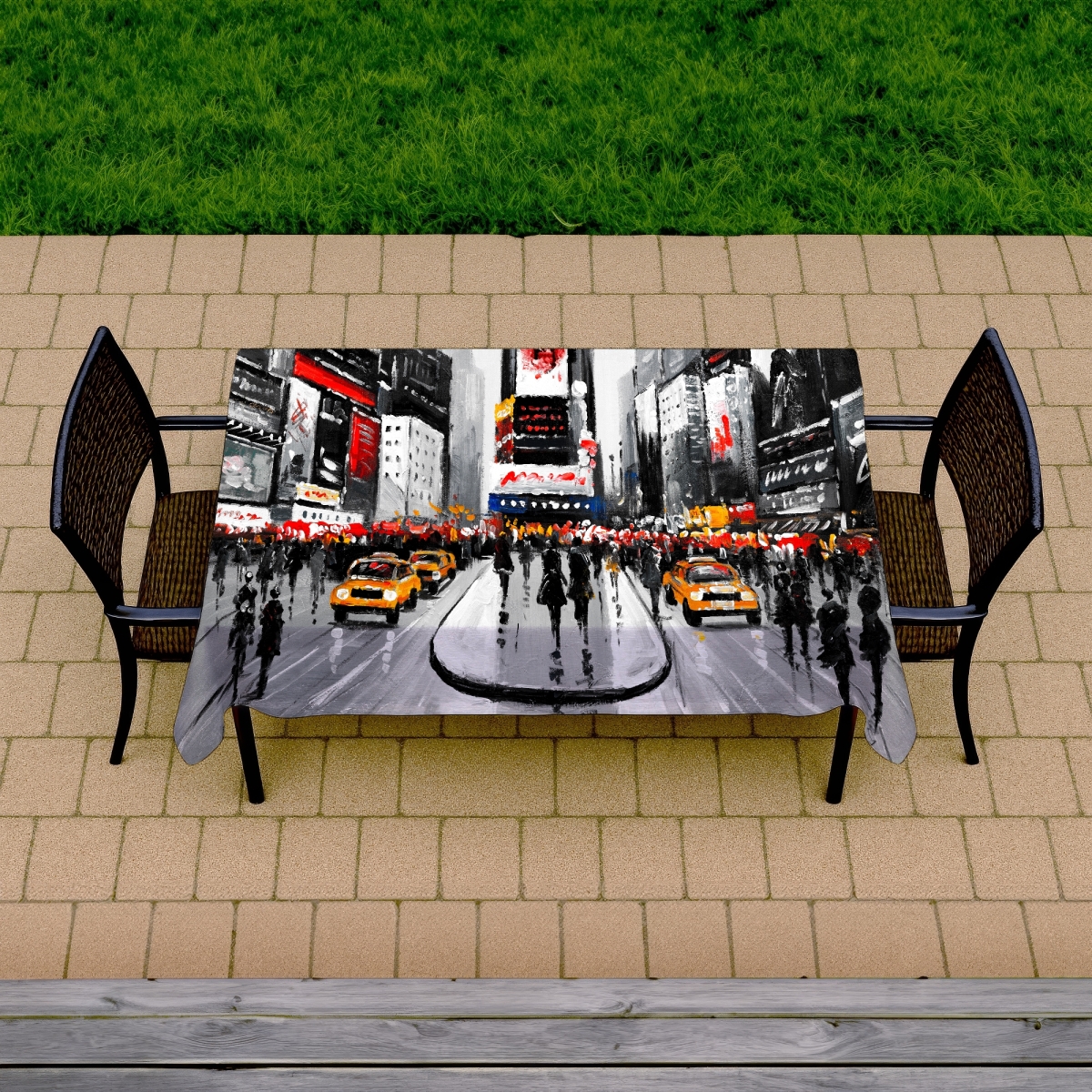 Picture of Begin Home Decor C1TCLRGEXAD2BO 58 x 102 in. Gray NYC Busy Street Tablecloth - Indoor & Outdoor Home Decor