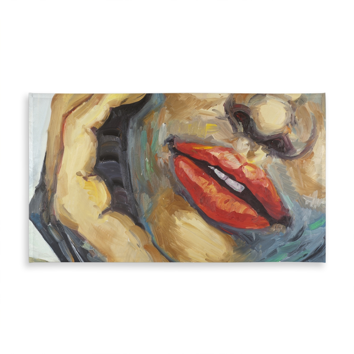 Picture of Begin Home Decor C1TCLRGE1W3HQK 58 x 102 in. Figurative Brown Beauty Tablecloth - Irresistible Lips Design