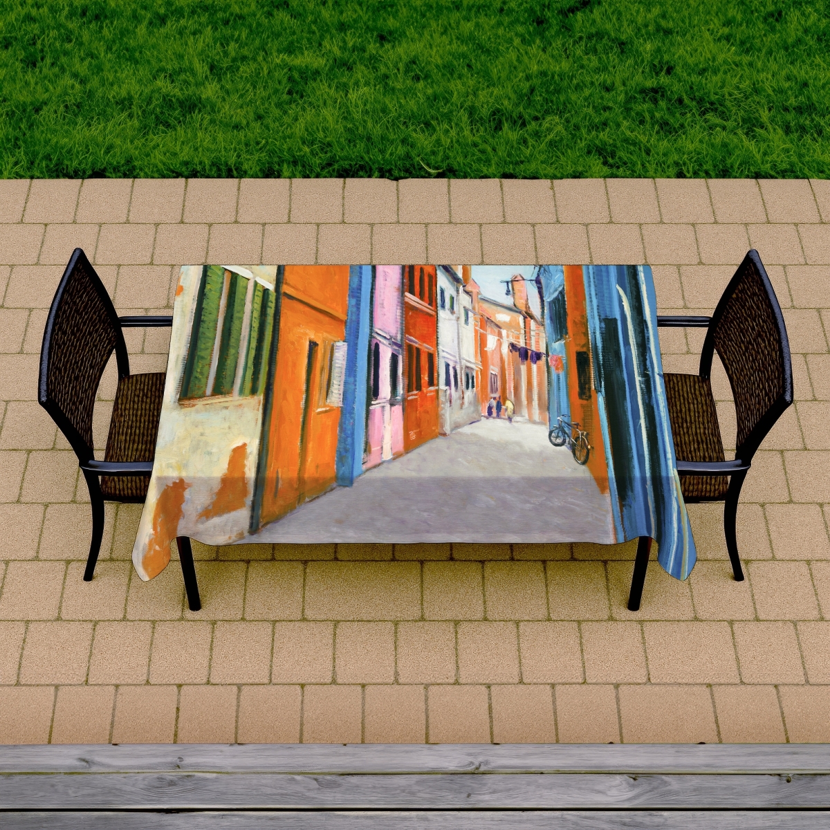 Picture of Begin Home Decor C1TCLRGEX0R65U 58 x 102 in. Colorful Houses Tablecloth - Italy Inspired Home Decor