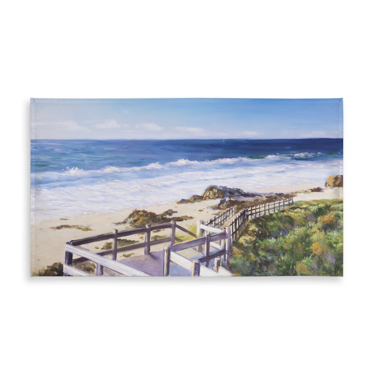Picture of Begin Home Decor C1TCLRGE1YDI8X 58 x 102 in. Walk To the Beach Blue Sea Tablecloth - Indoor & Outdoor Decor