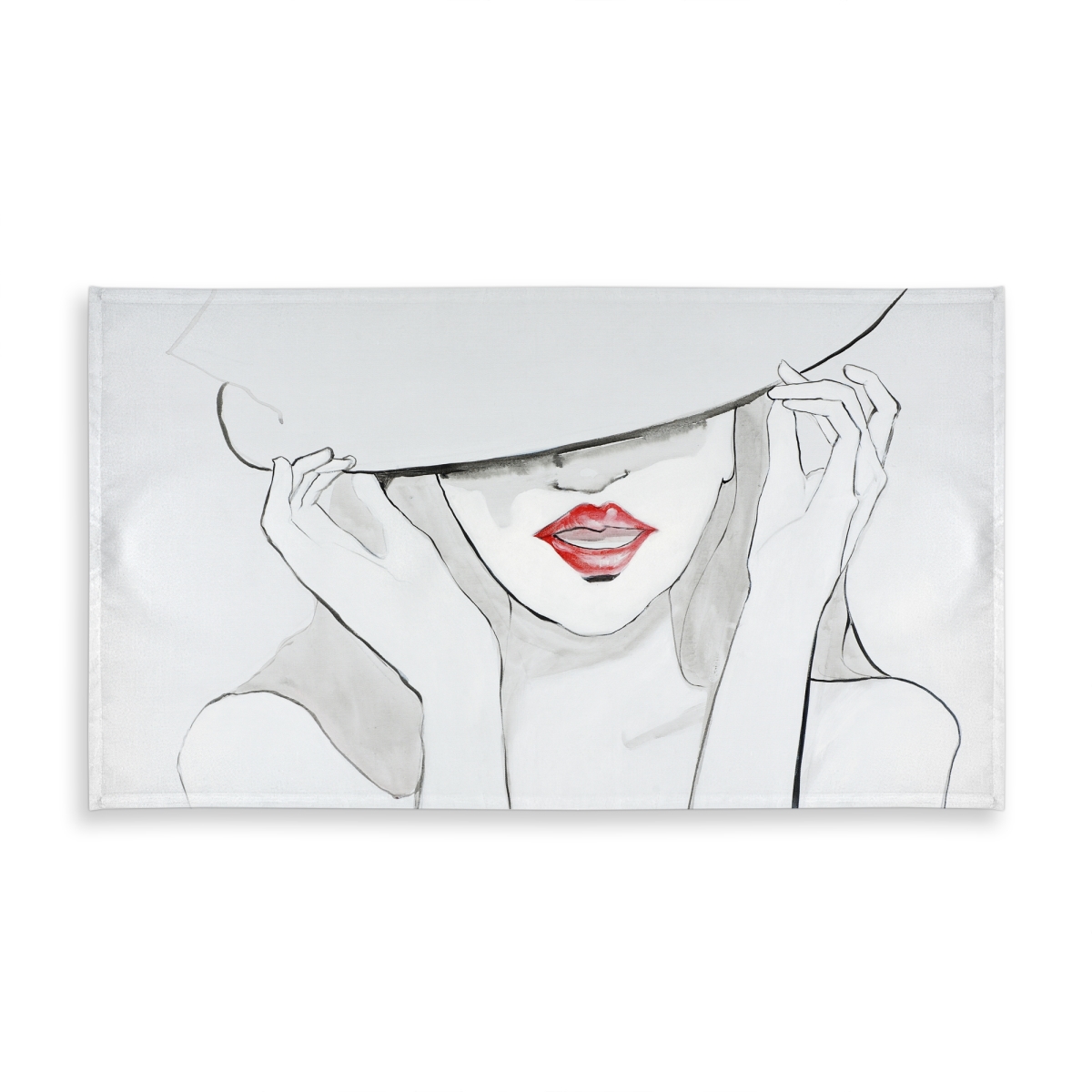 Picture of Begin Home Decor C1TCLRGEZZHN7T 58 x 102 in. Gray Fashion Tablecloth - Woman with Big Hat - Indoor & Outdoor