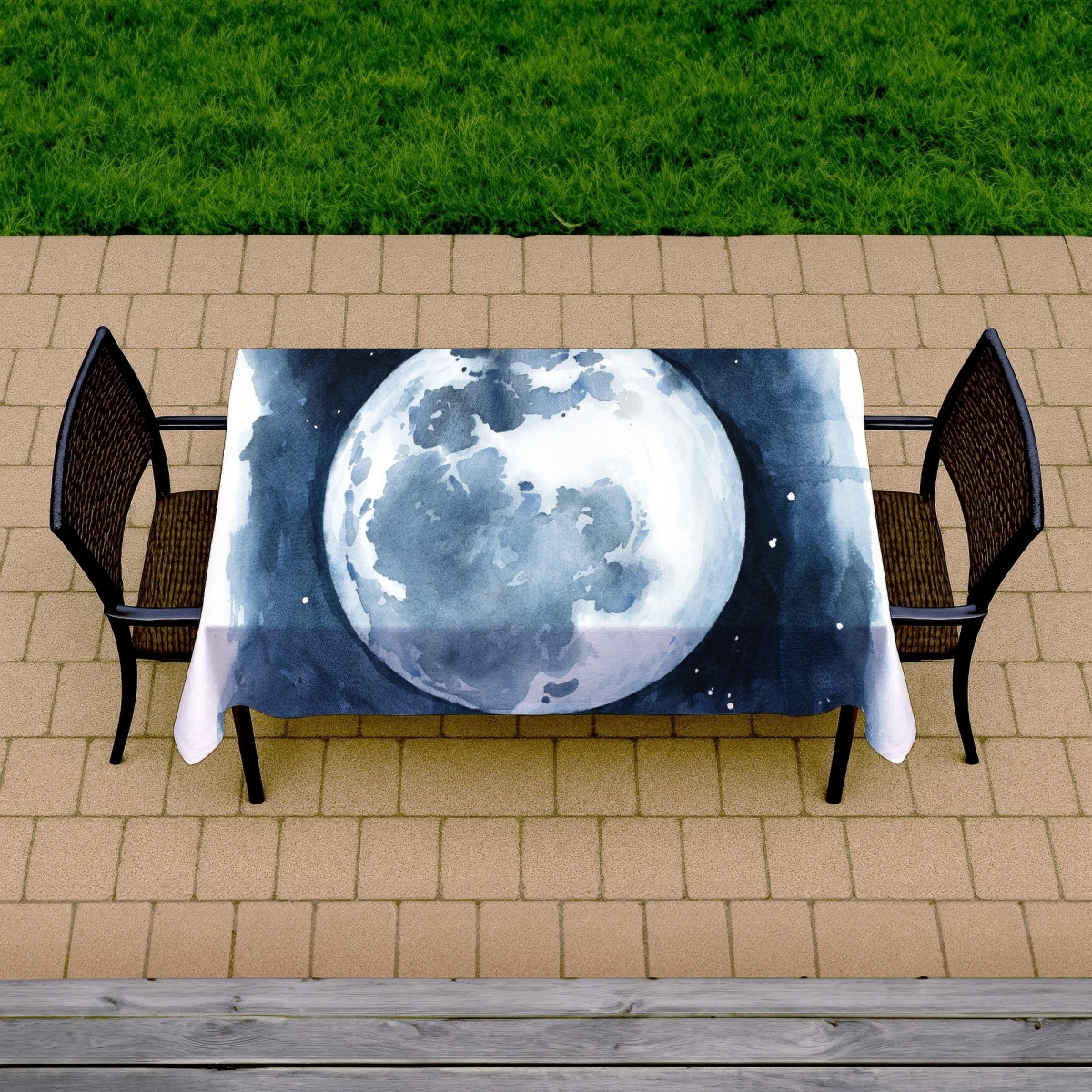 Picture of Begin Home Decor C1TCLRGELB9PEG 58 x 102 in. Illustrative Blue Tablecloth - Satellite View Earth Design