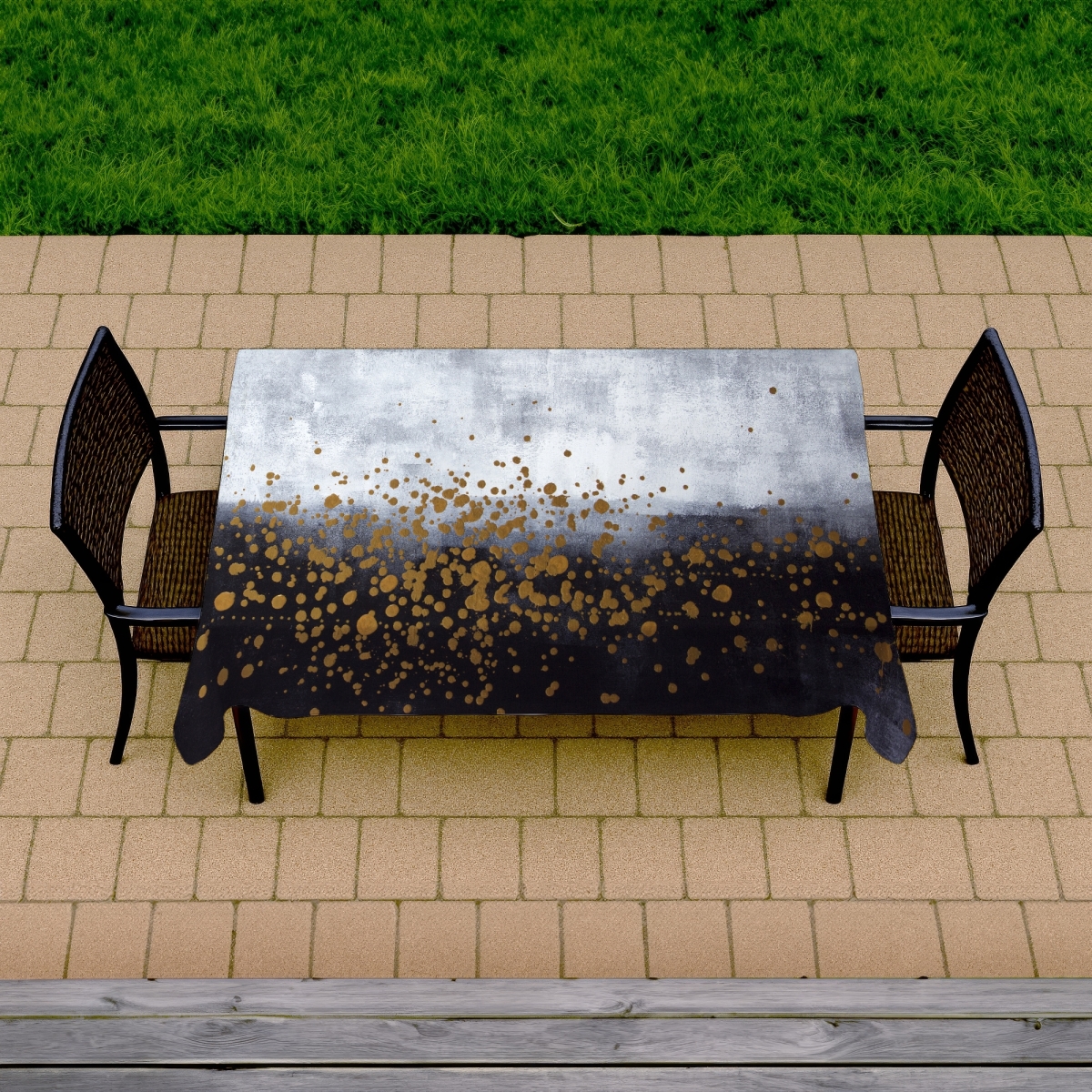 Picture of Begin Home Decor C1TCLRGEW4T2SF 58 x 102 in. Gold Splash Gray Tablecloth - Indoor & Outdoor Home Decor