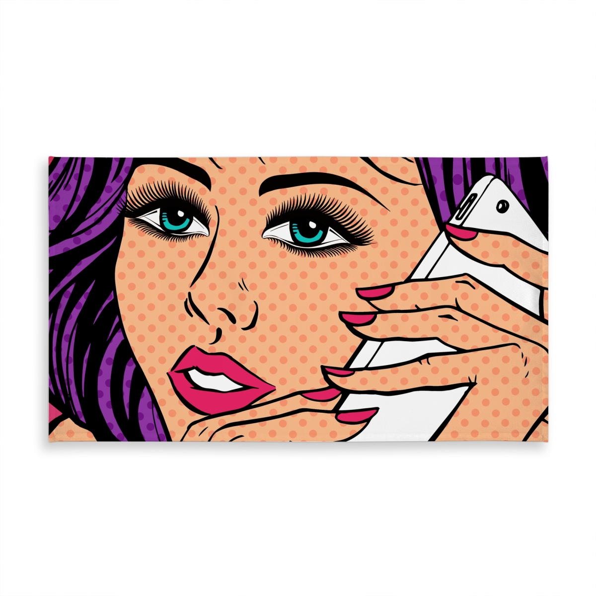 Picture of Begin Home Decor C1TCLRGET2BLDO 58 x 102 in. Pattern Purple Retro Tablecloth - Pop Art Style Lady on Phone