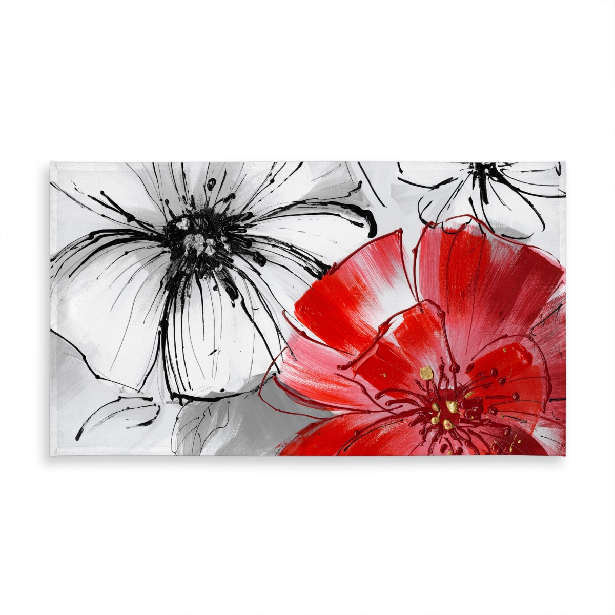 Picture of Begin Home Decor C1TCLRGESVKEAD 58 x 102 in. White Floral Botanical Tablecloth - Red & White Flowers Sketch