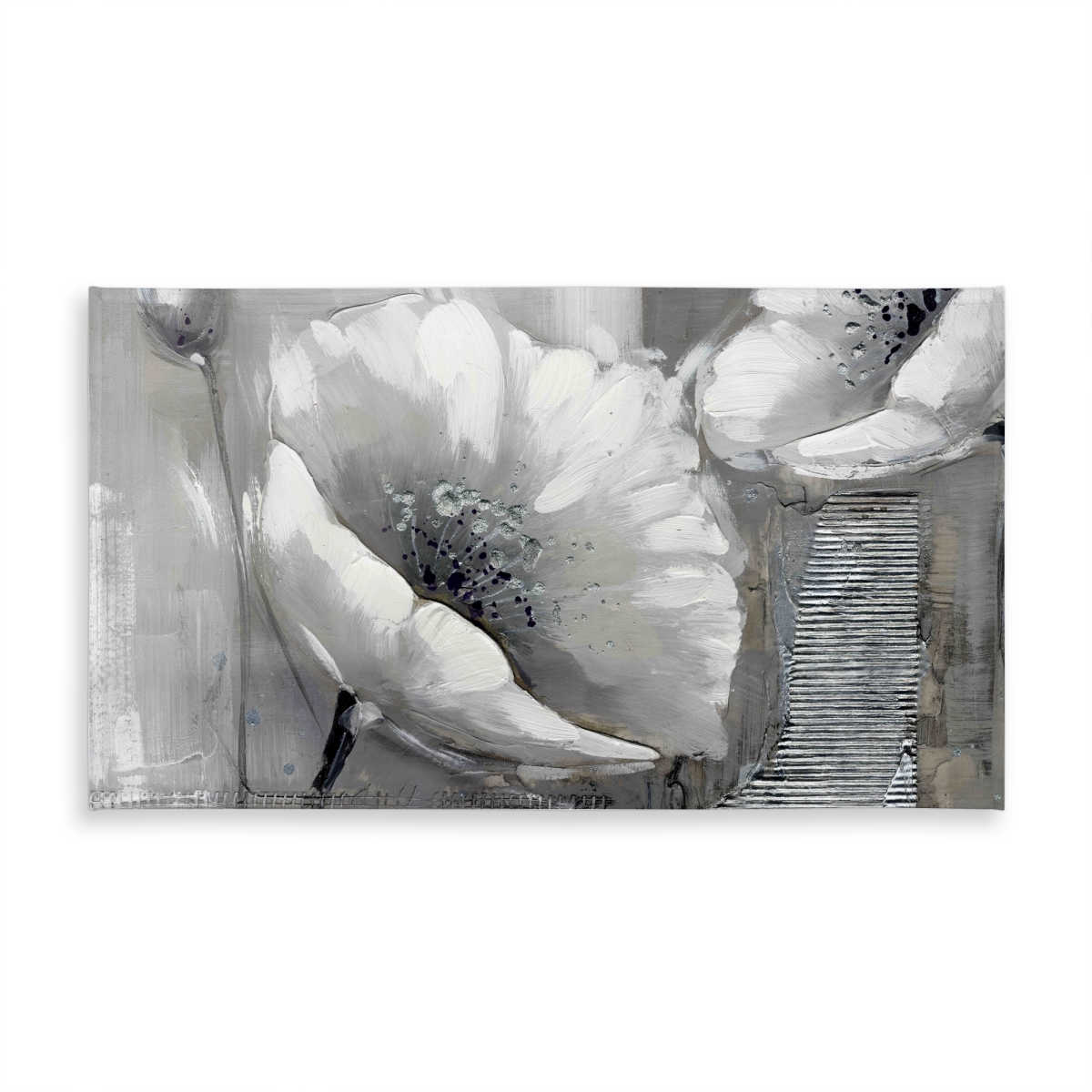Picture of Begin Home Decor C1TCLRGE3828W0 58 x 102 in. Industrial Monochrome Flowers Tablecloth - Indoor & Outdoor Decor