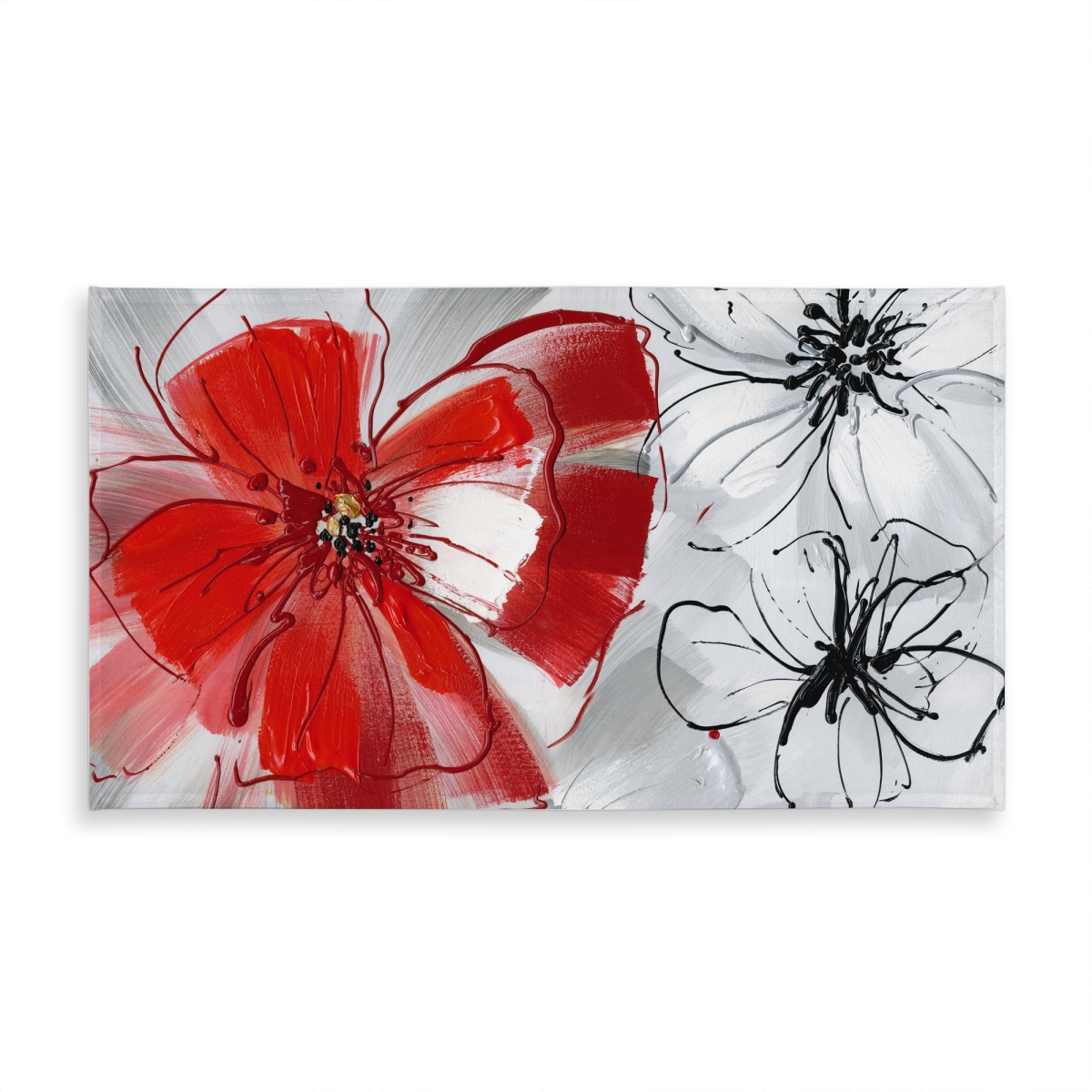 Picture of Begin Home Decor C1TCLRGESUMPAC 58 x 102 in. Red & Gray Floral Botanical Tablecloth - Indoor Outdoor Decor