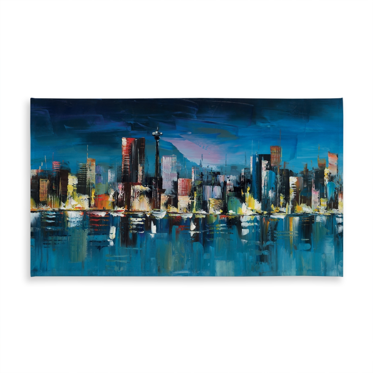 Picture of Begin Home Decor C1TCLRGEW0ER72 58 x 102 in. Abstract Blue Cityscape Tablecloth - Indoor & Outdoor Home Decor