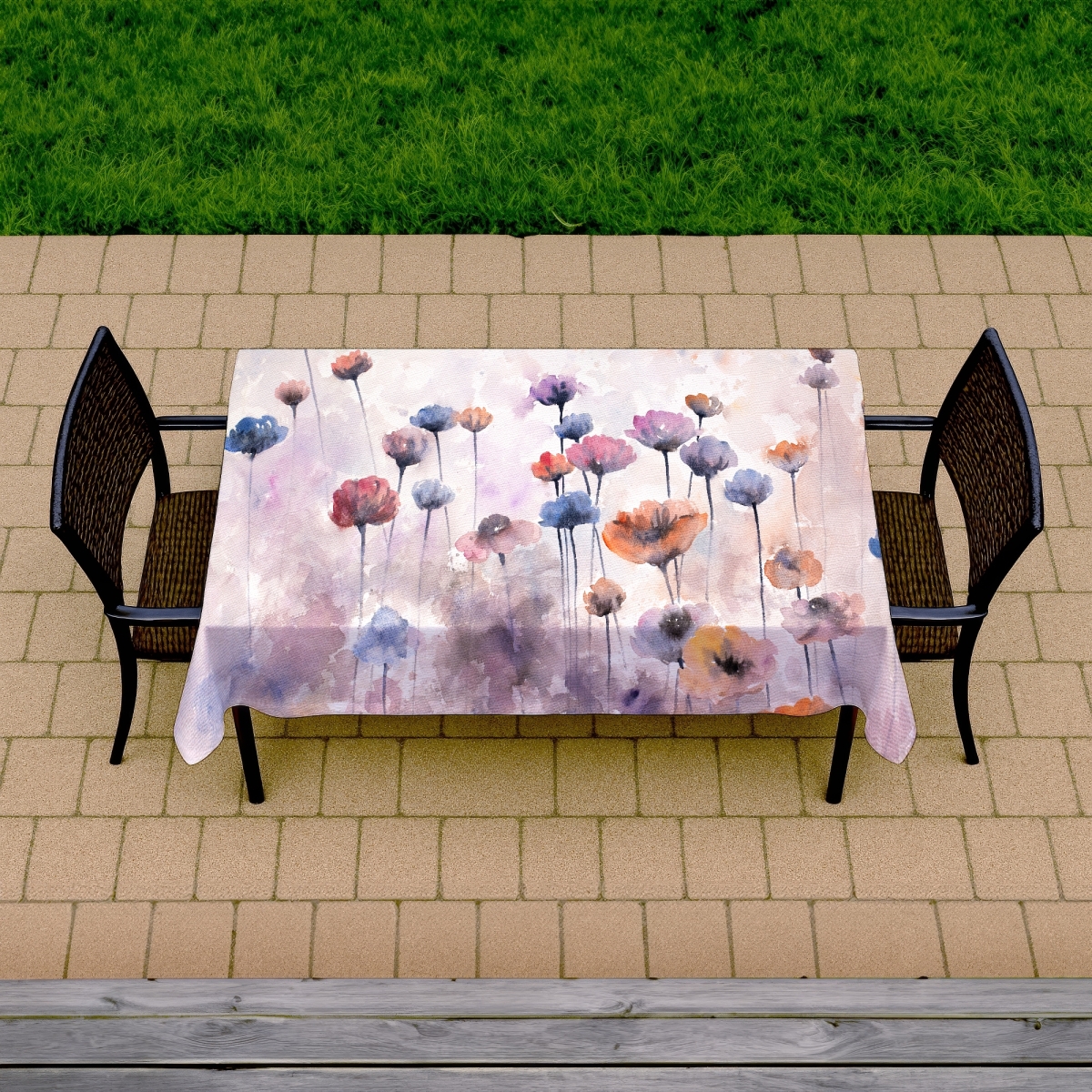Picture of Begin Home Decor C1TCLRGEUNO2QV 58 x 102 in. Small Wildflowers Tablecloth - Floral Indoor & Outdoor Decor