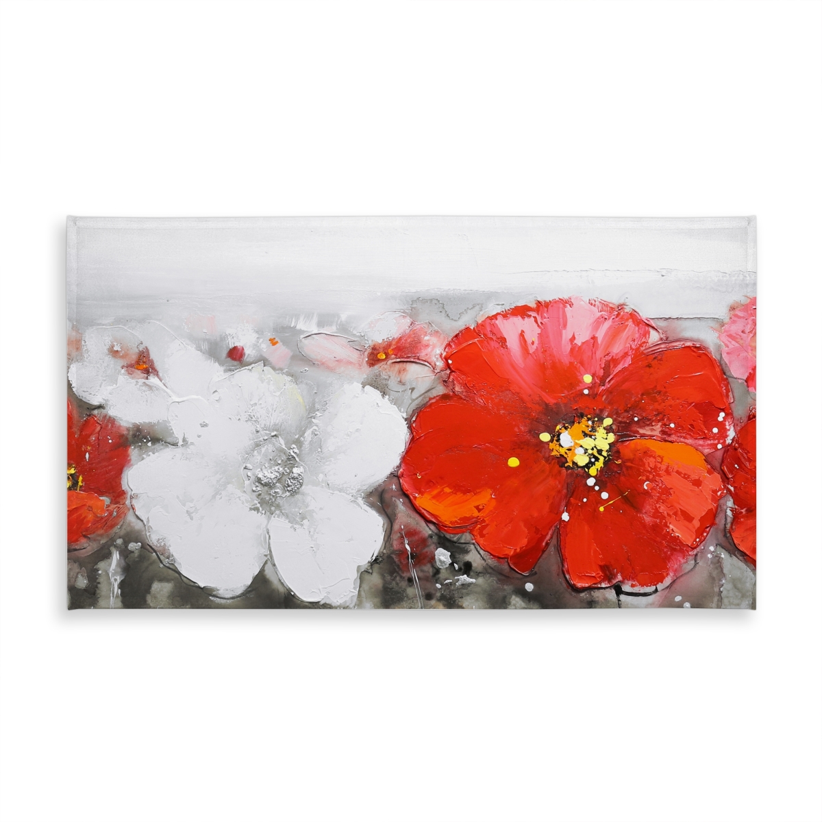 Picture of Begin Home Decor C1TCLRGEVG5T2E 58 x 102 in. Gray Field Tablecloth - Red Floral Indoor & Outdoor Decor