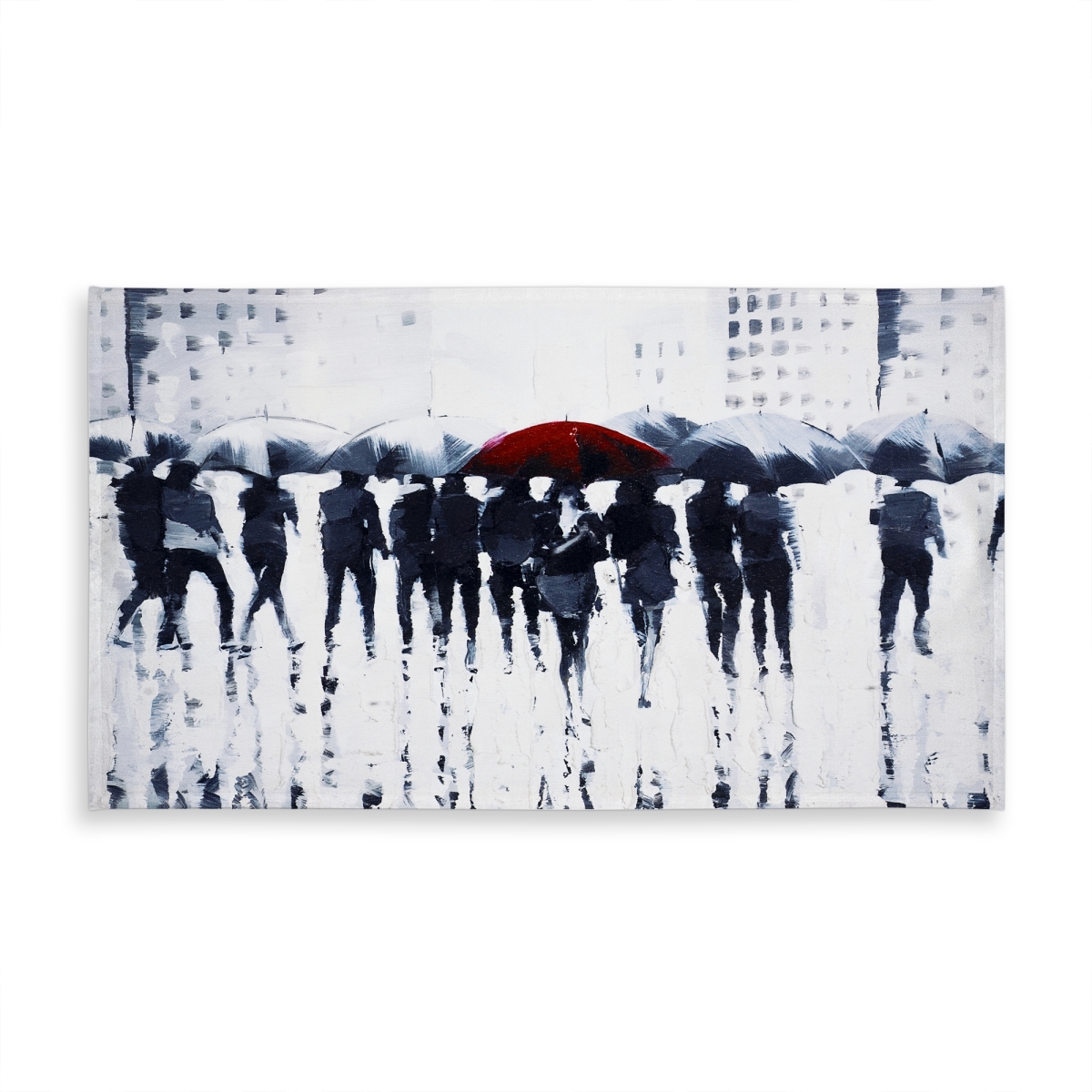 Picture of Begin Home Decor C1TCLRGEU7NVPZ 58 x 102 in. Modern Blue Tablecloth - Silhouettes Walking in the Rain
