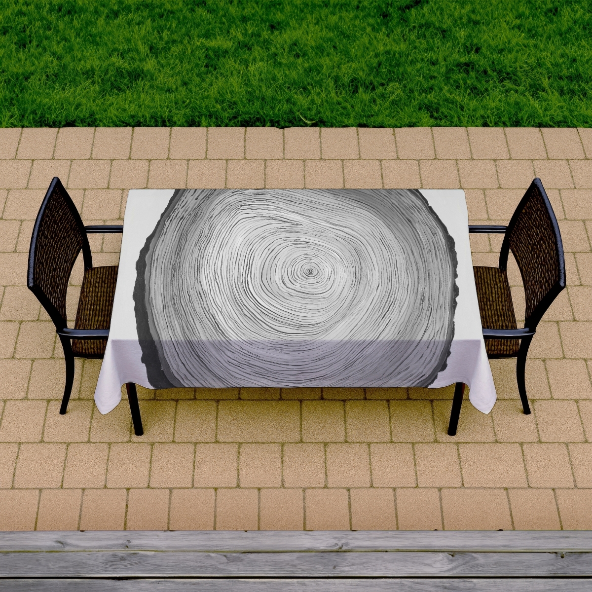 Picture of Begin Home Decor C1TCLRGEVZ5LZC 58 x 102 in. Grayscale Wood Log Tablecloth - Indoor & Outdoor Home Decor
