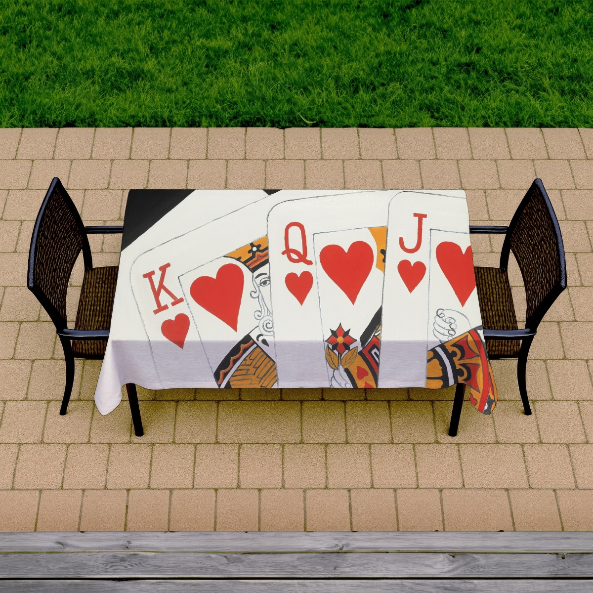 Picture of Begin Home Decor C1TCLRGEXRA1B7 58 x 102 in. Heart Royal Flush Tablecloth - Indoor & Outdoor Home Decor